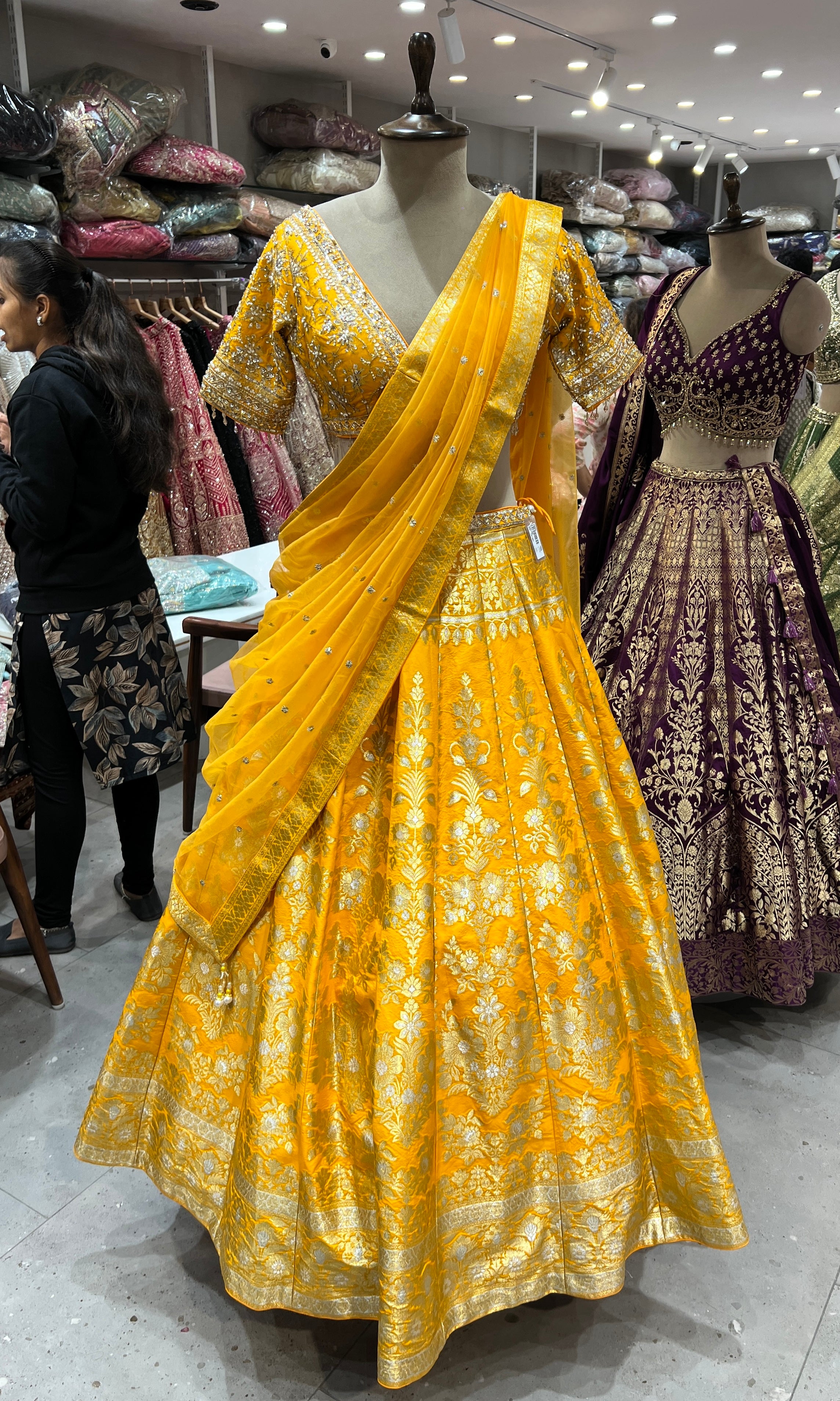 Yellow Floral Print embellished lehenga