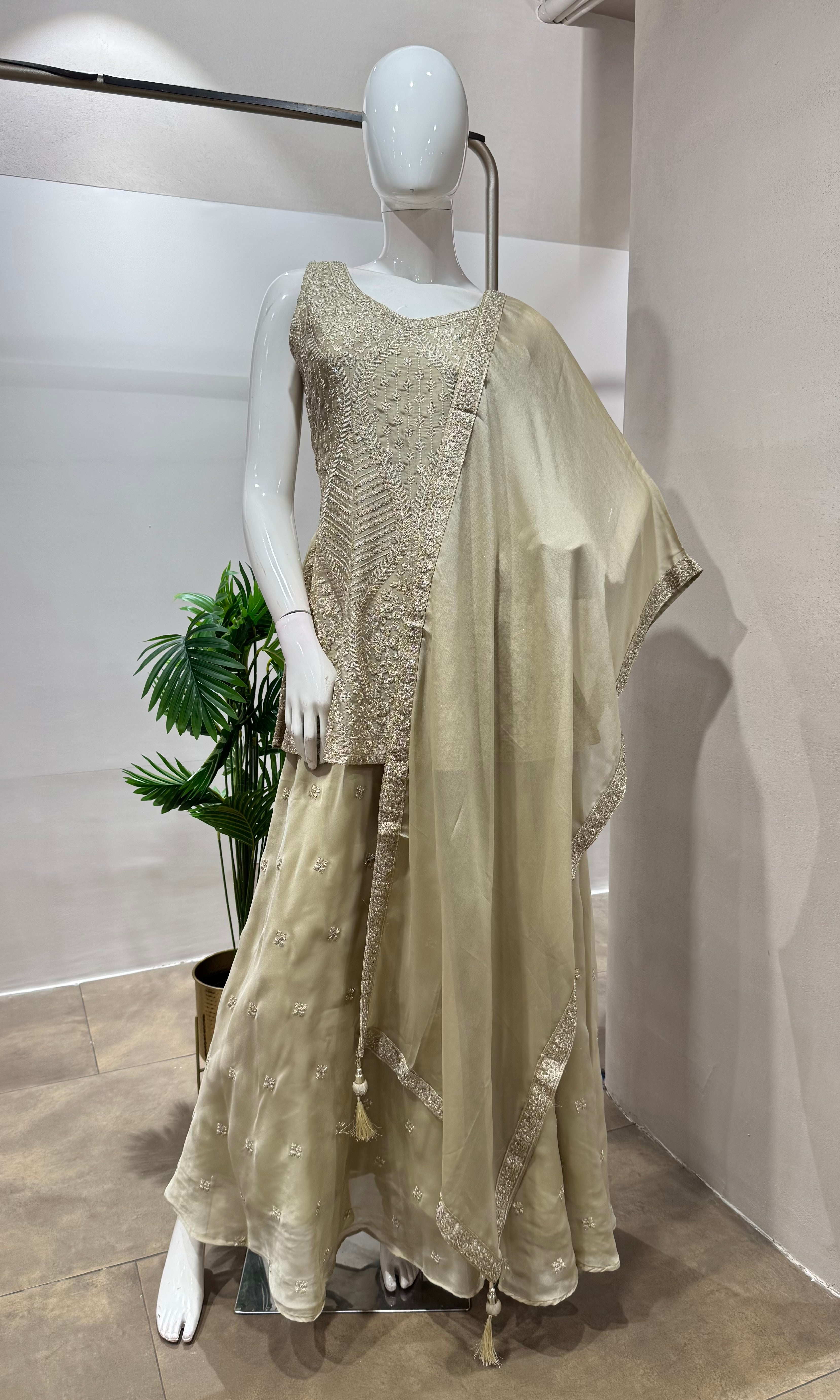 Grey ethnic palazzo set