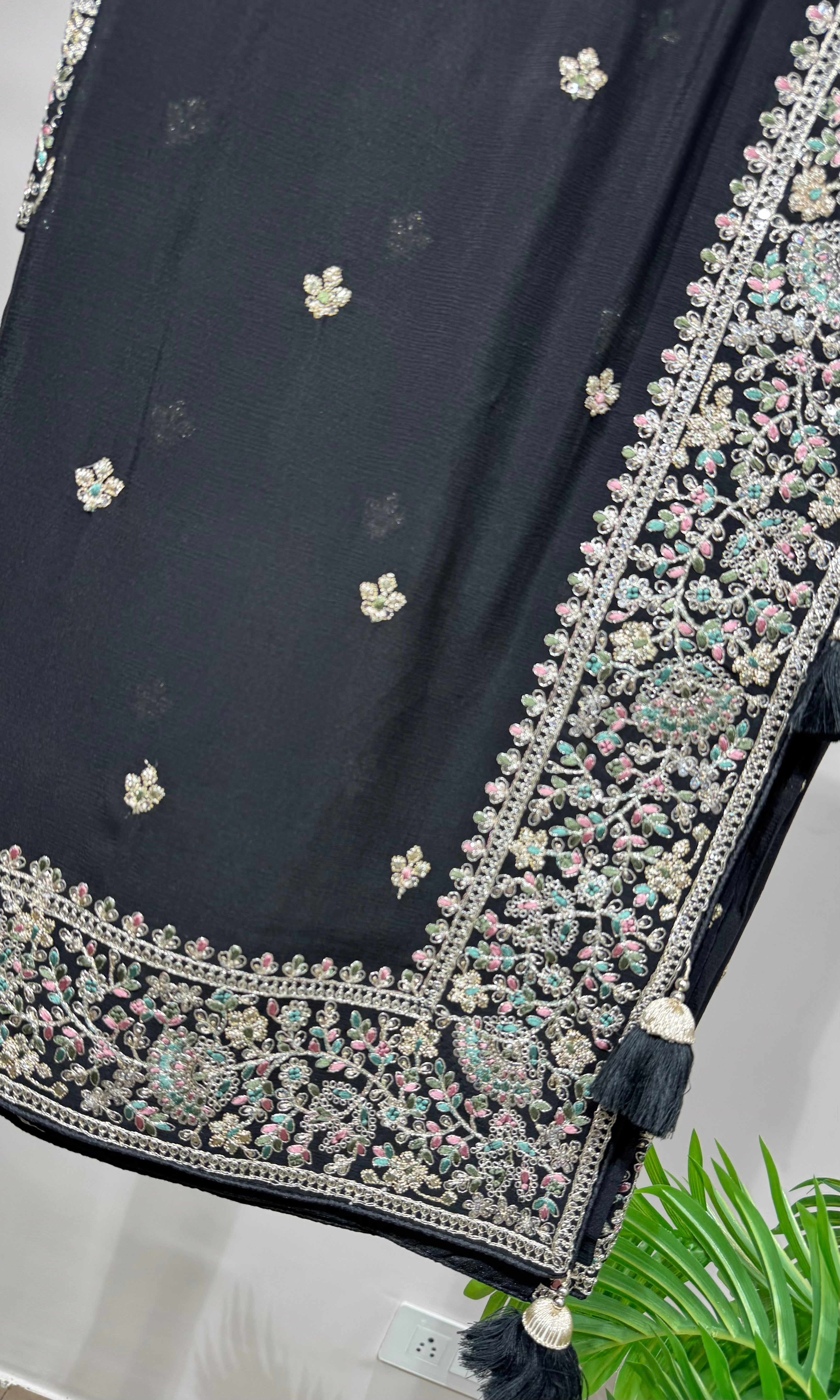 black designer saree with blouse