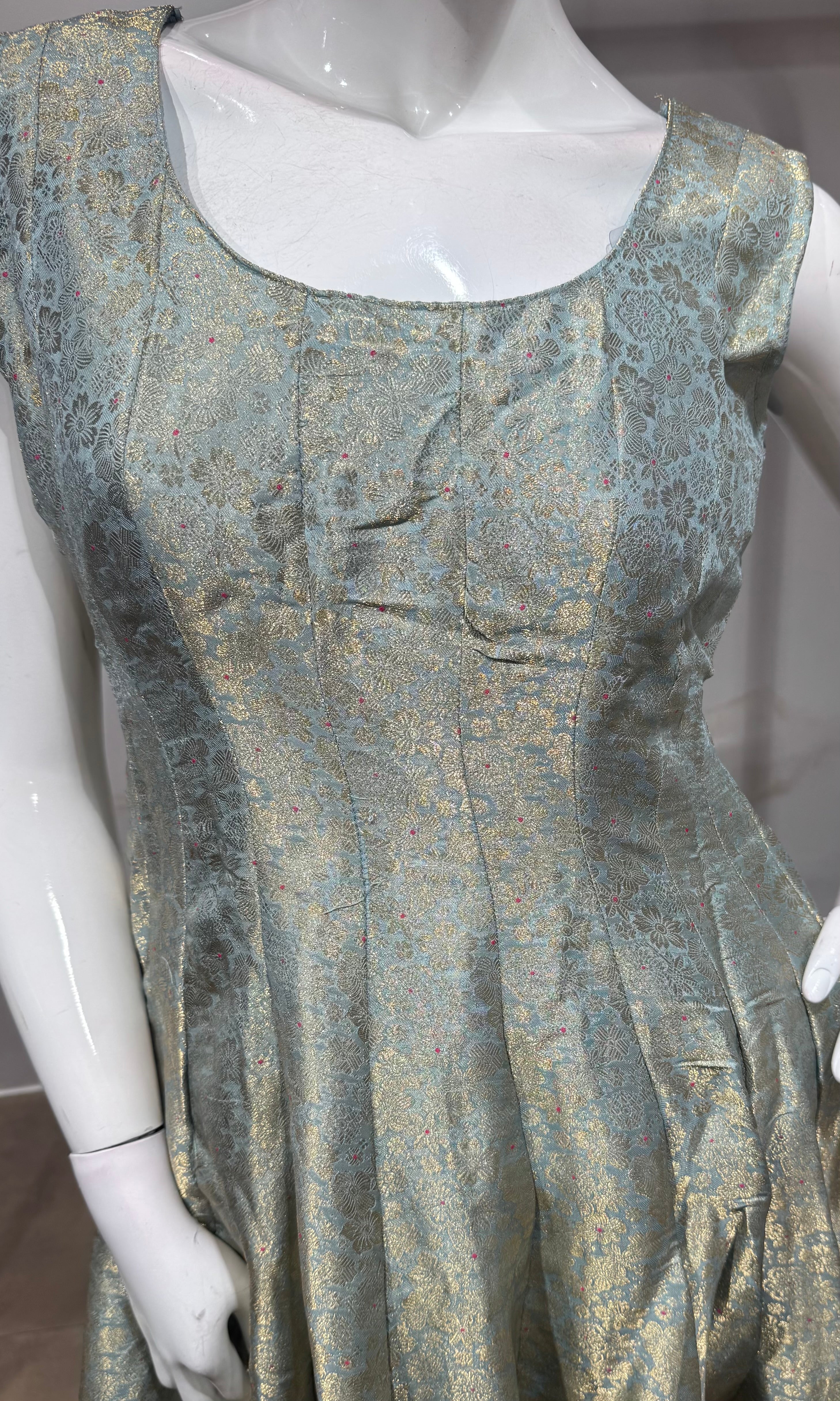 blue Banarasi Anarkali set with palazzo pants