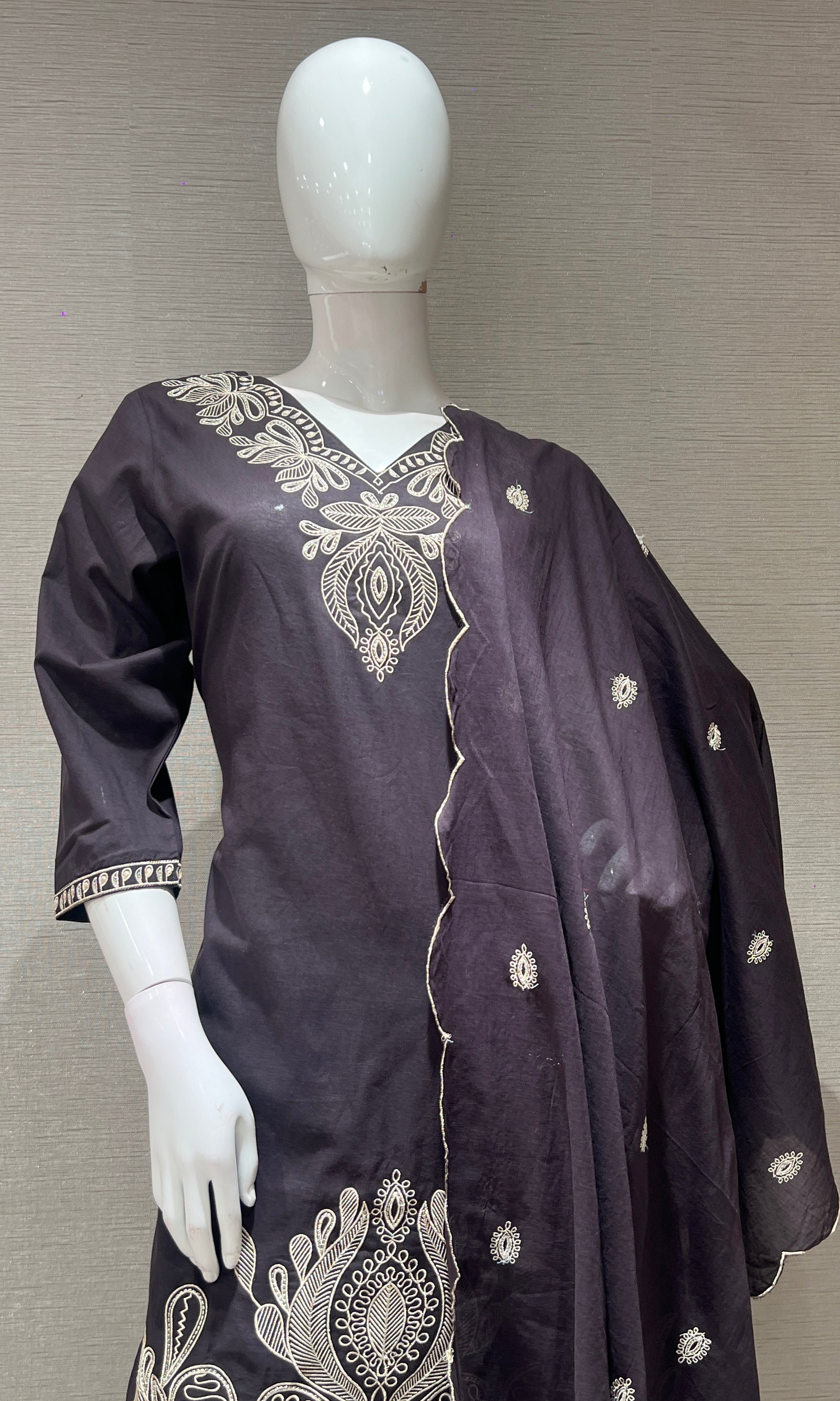 Grey EMBROIDERED kurta set