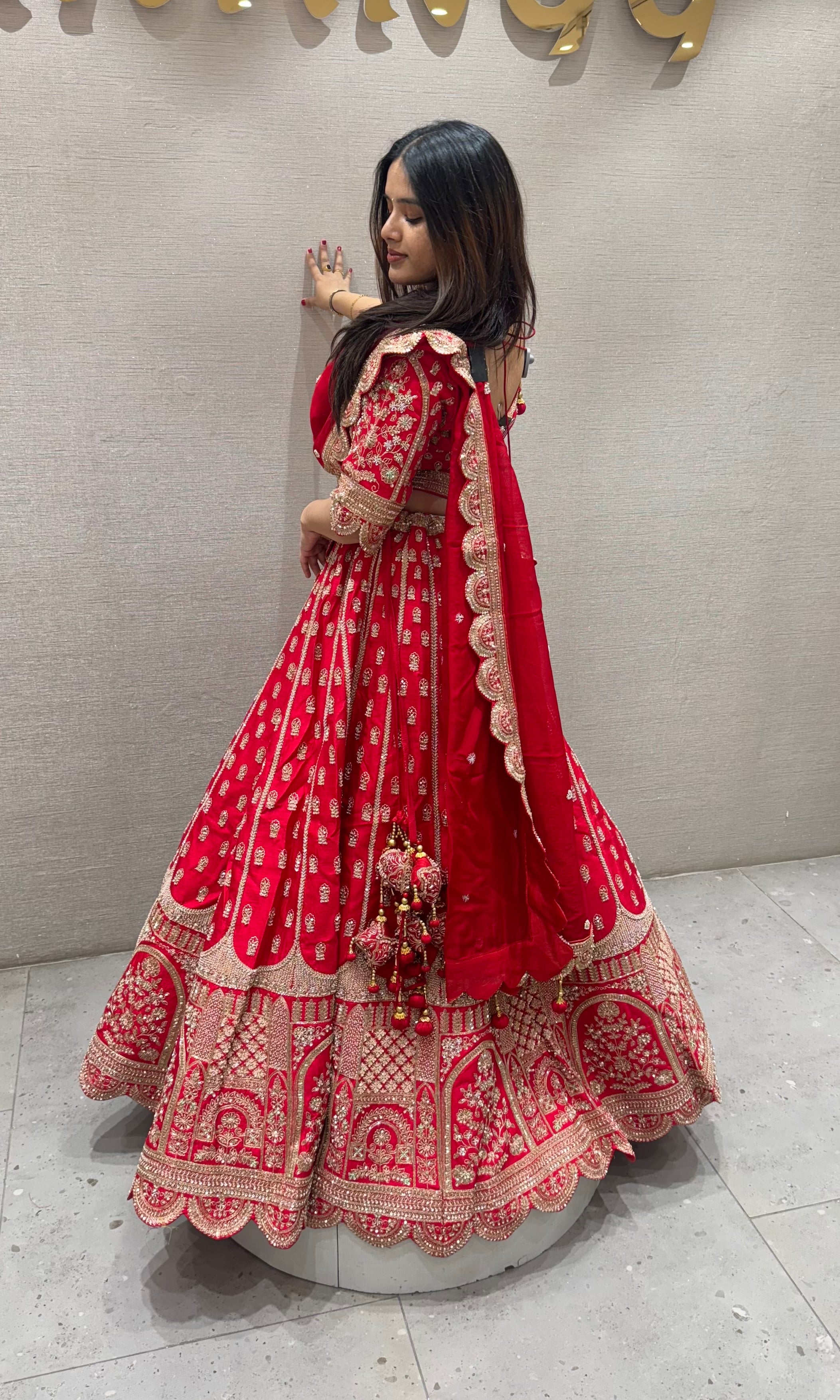 Royal Red lehenga with gold embroidery