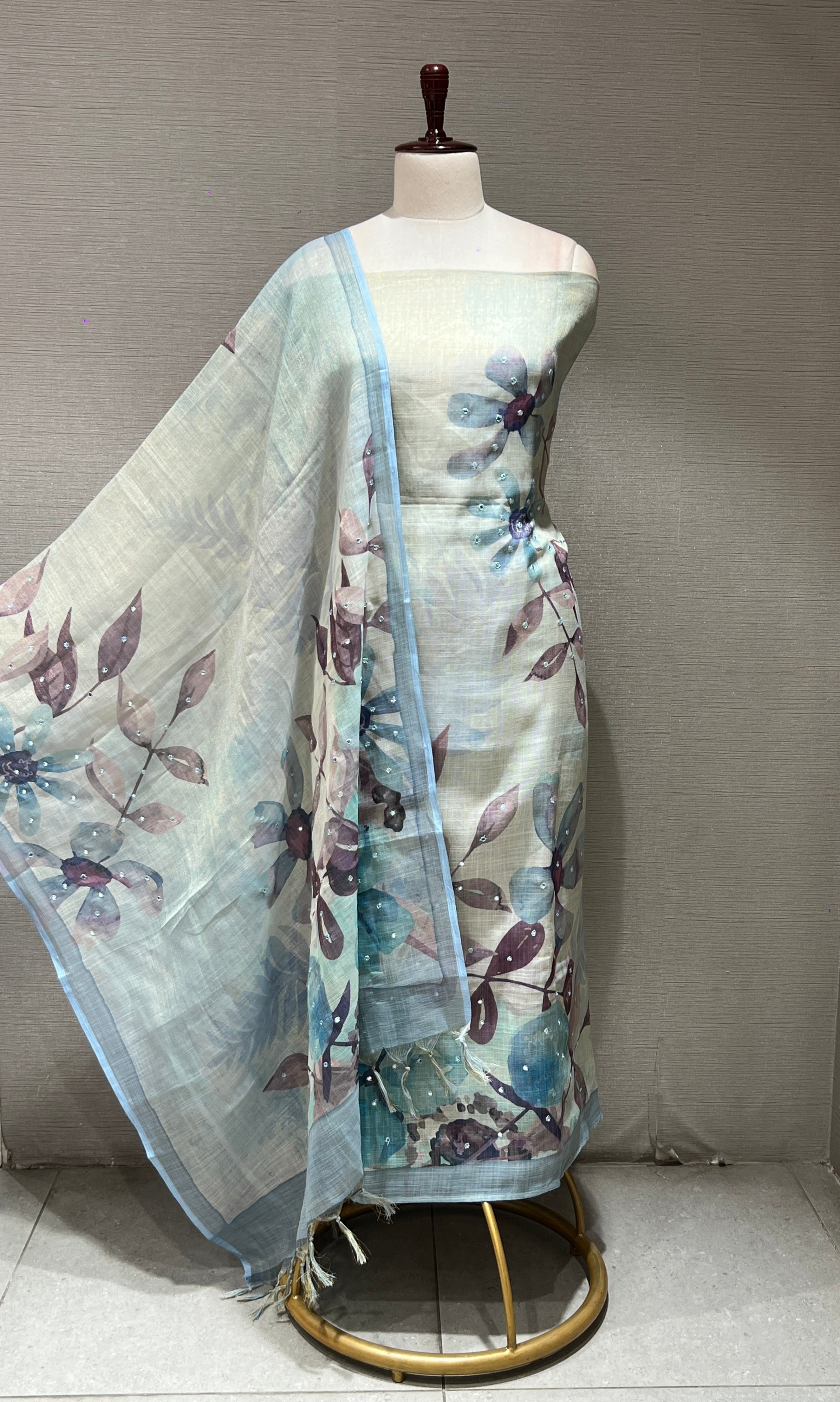 Sea blue dress material