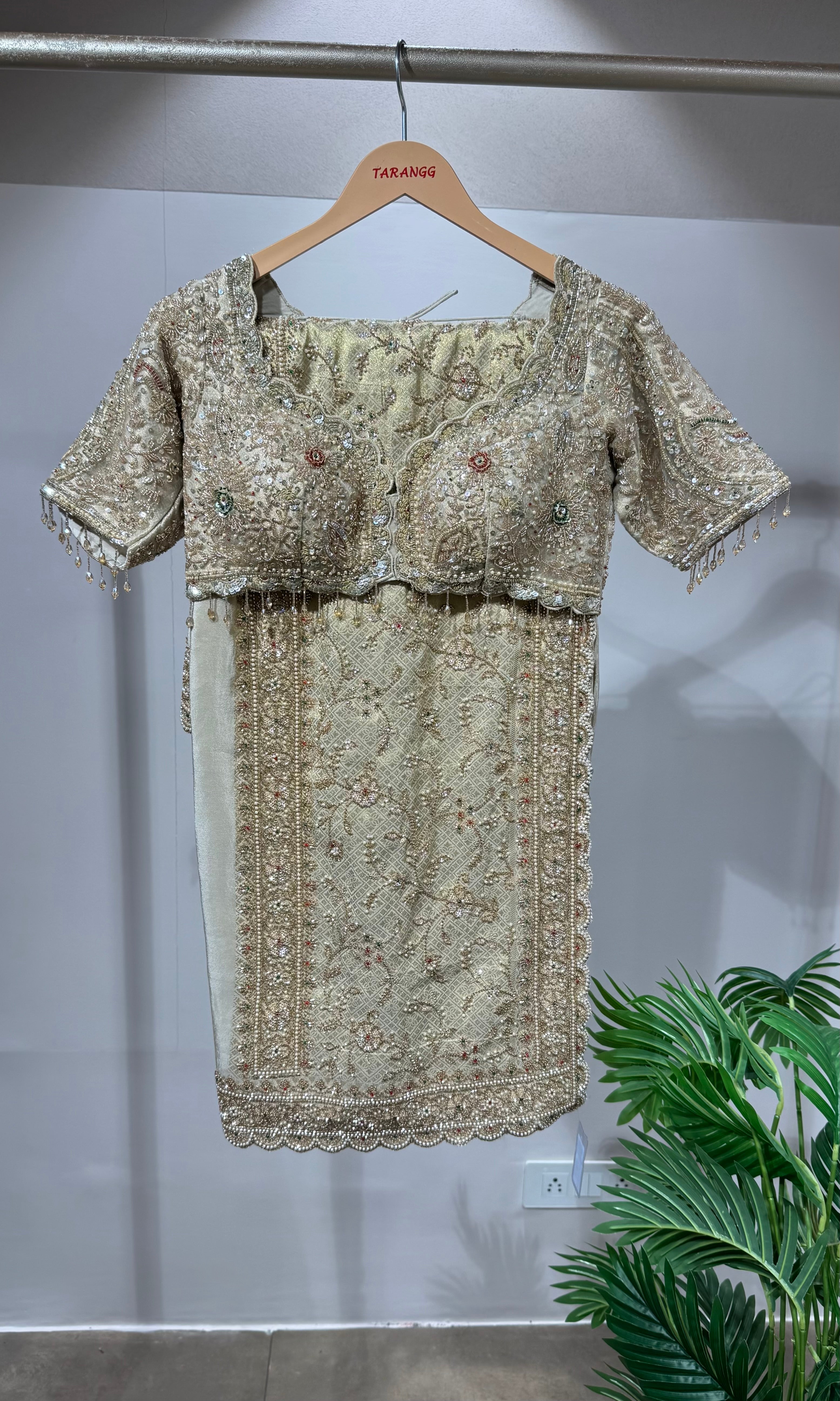 Gold Banarasi Saree with Embroidered Blouse