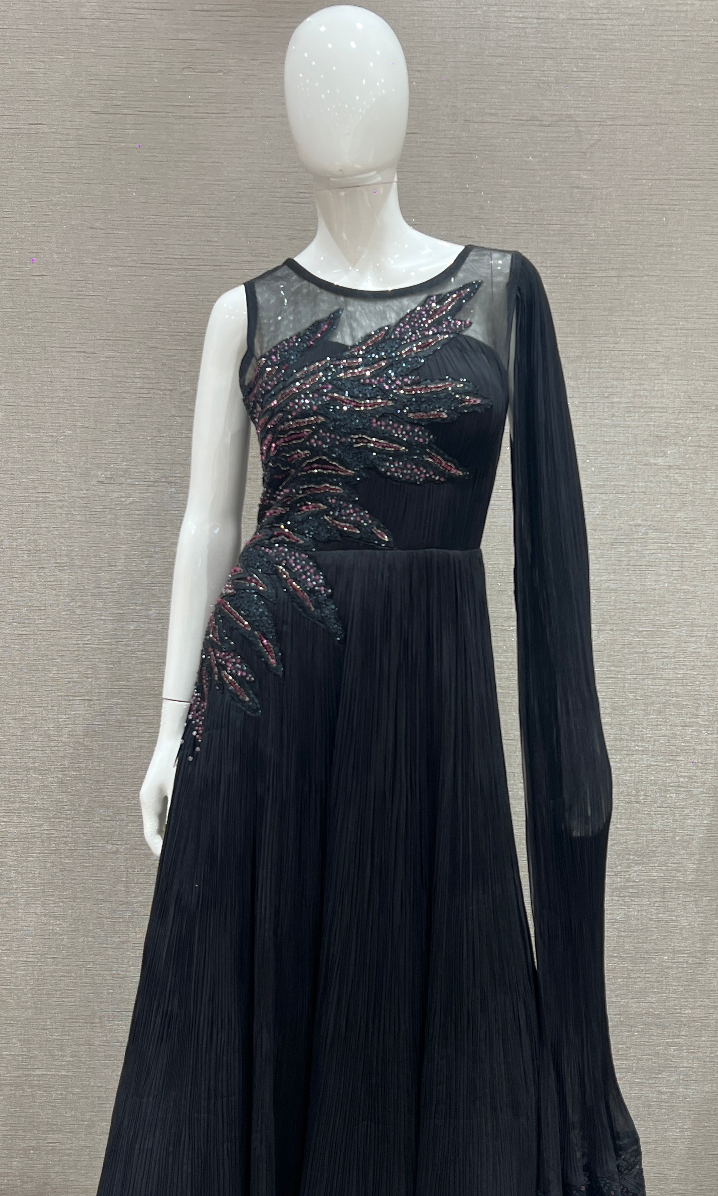 Black designer long dress