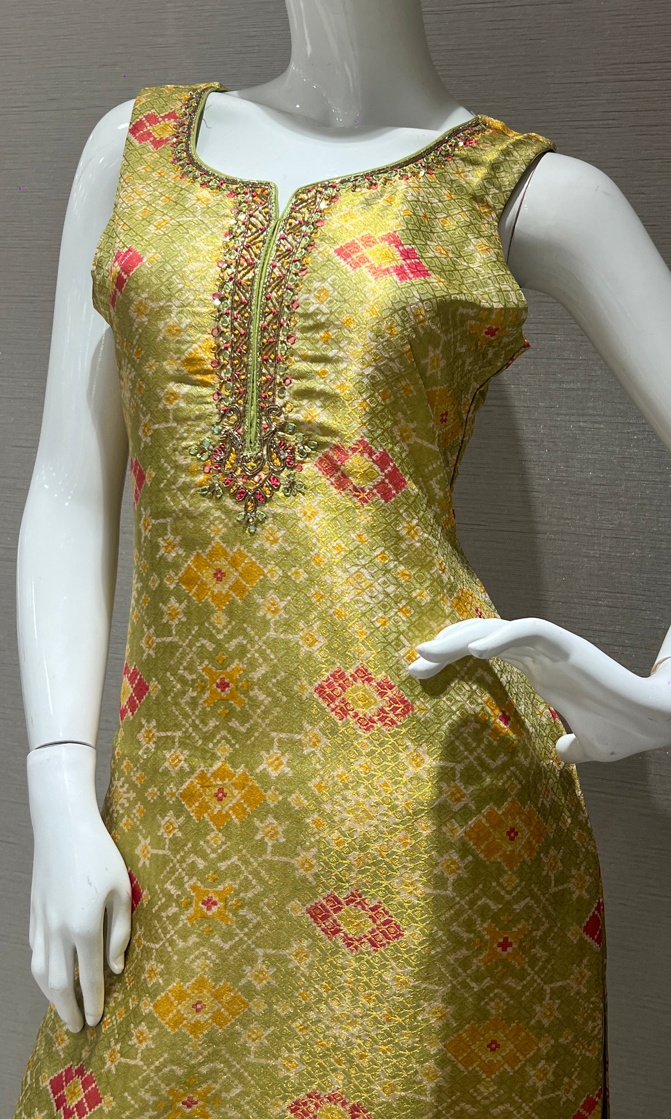 Green and Gold Embroidered Kurta Set