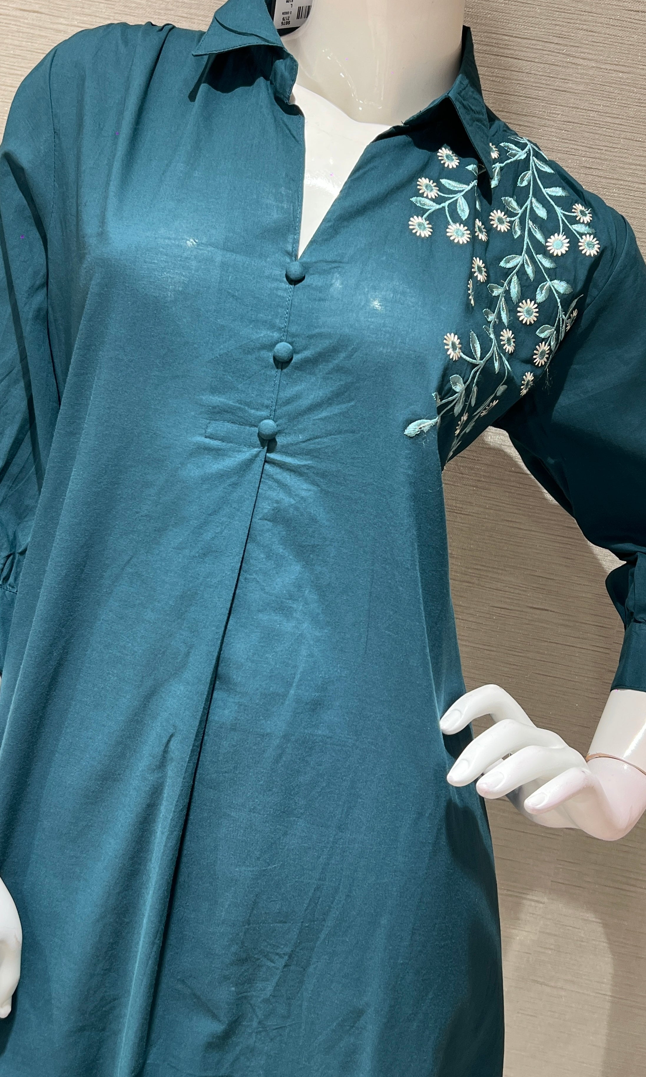 Green FLORAL RUFFLE KURTI TOP