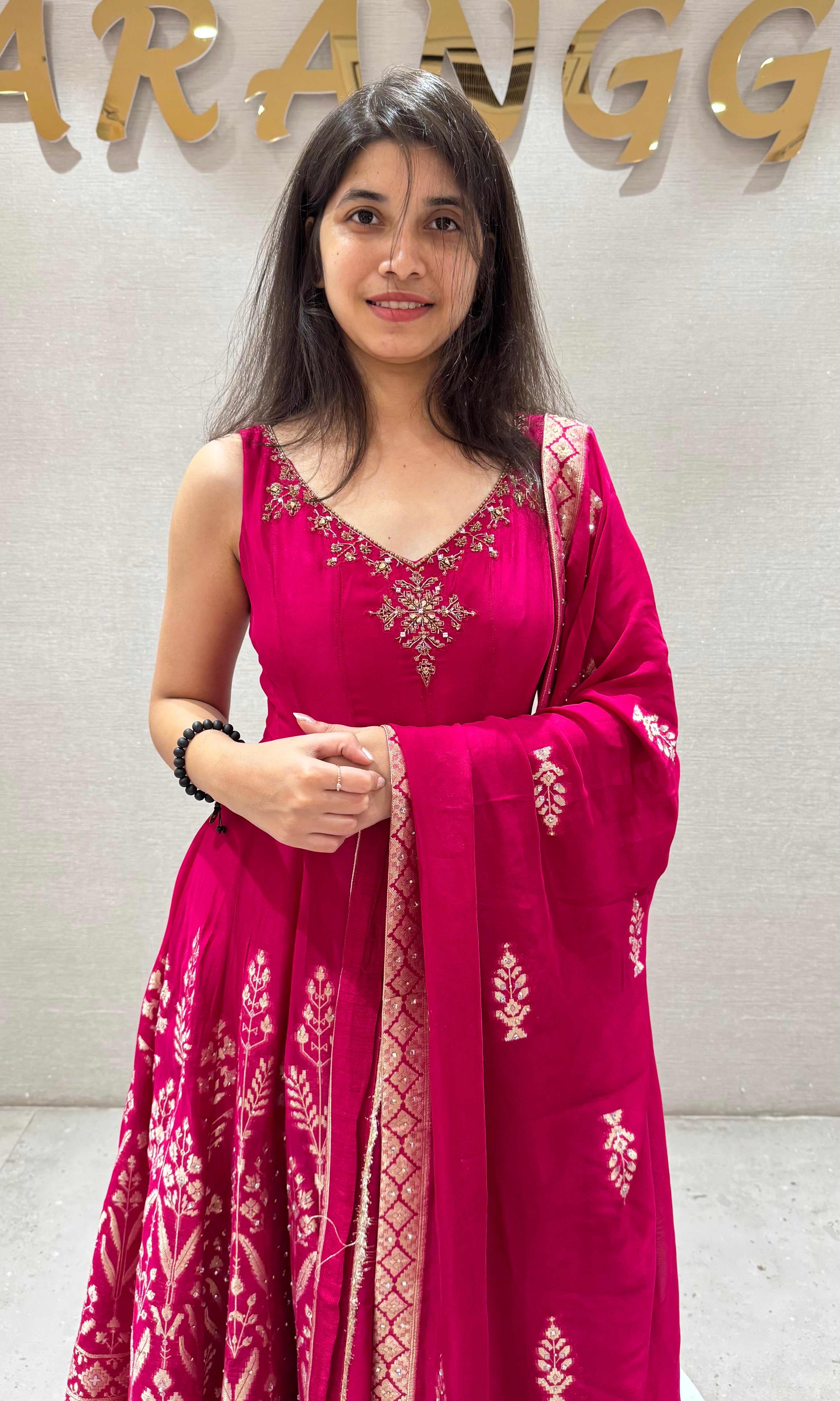 Rani pink EMBROIDERED Anarkali