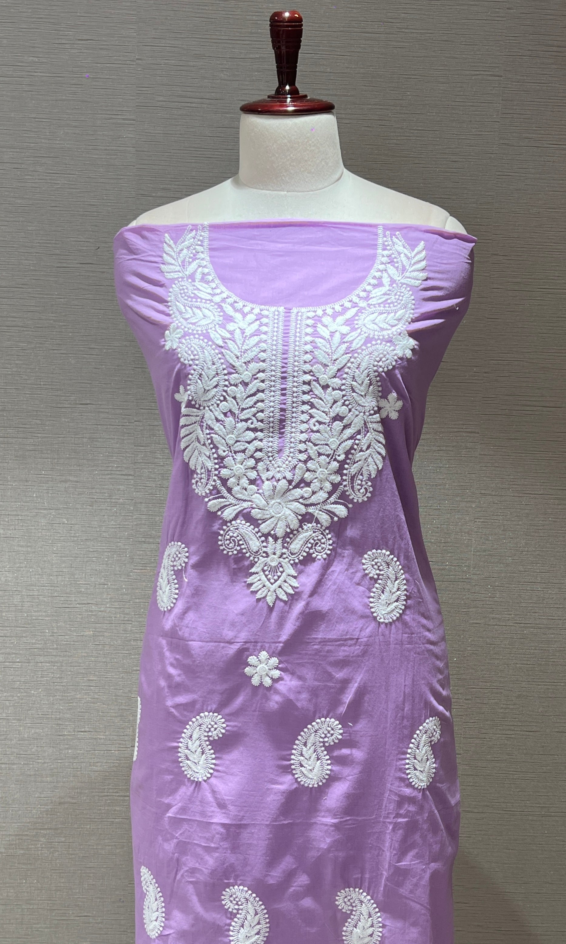 Lilac Elegance Embroidered Dress Material