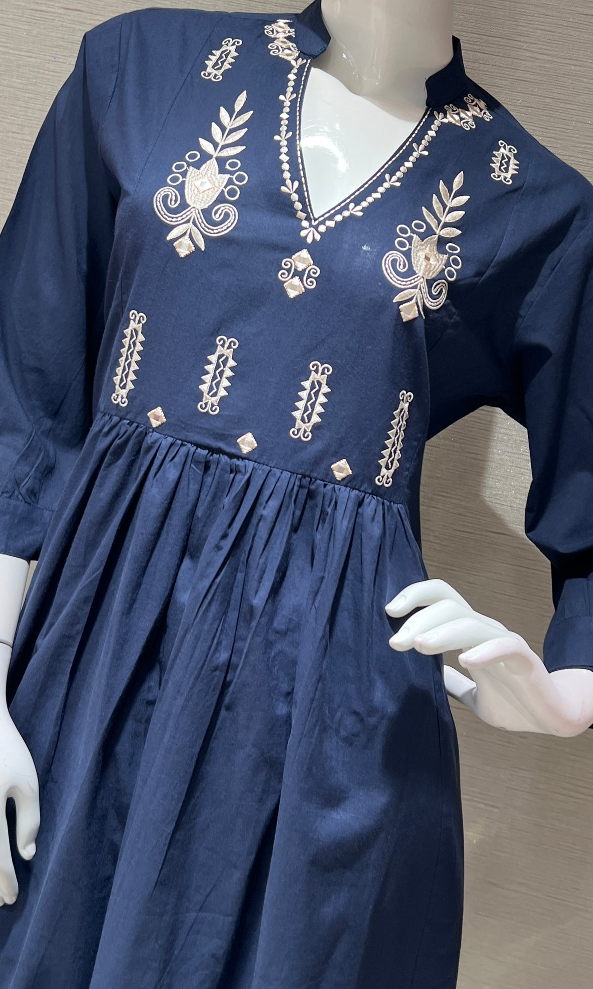 blue Chanderi kurta set