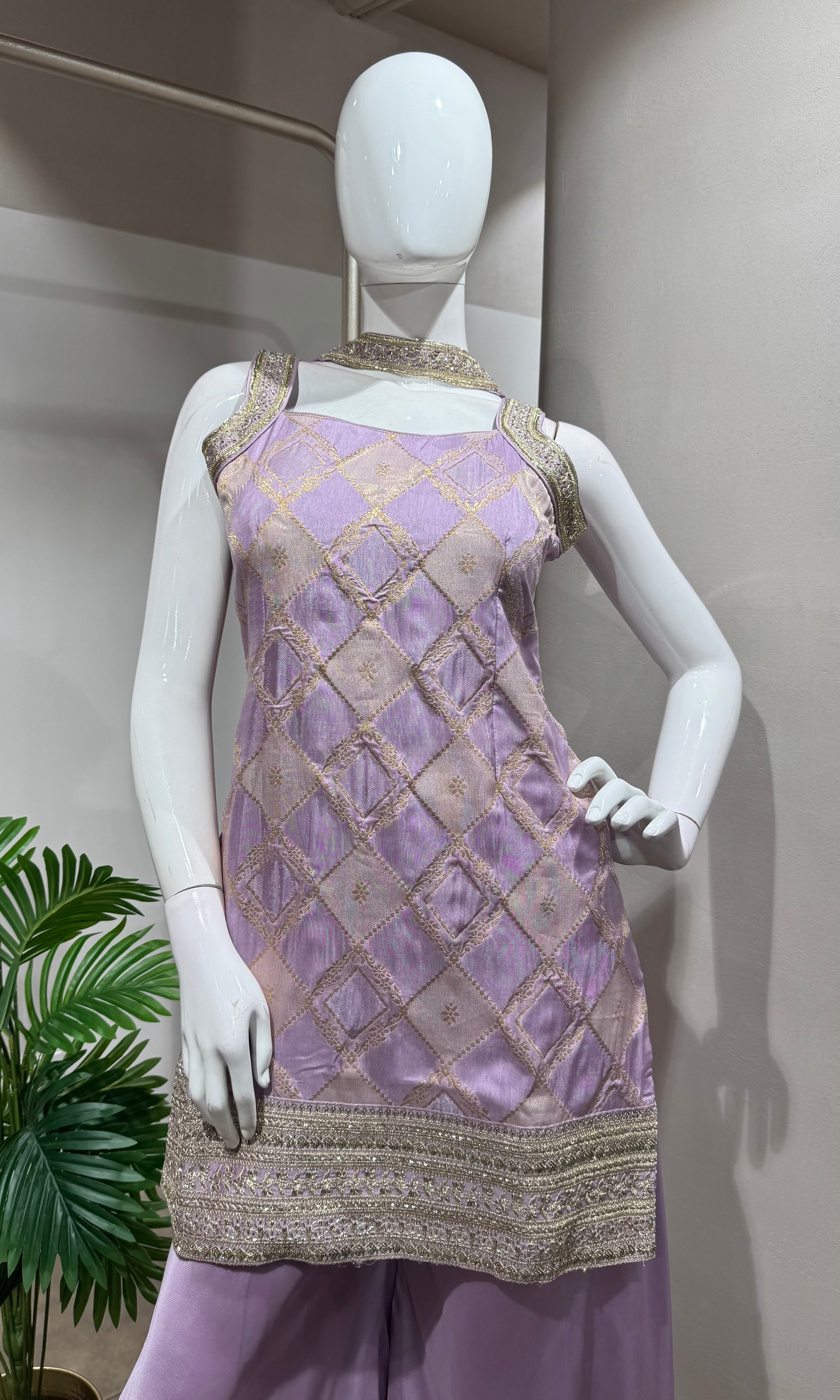 LAVENDER EMBROIDERED SHARARA SET