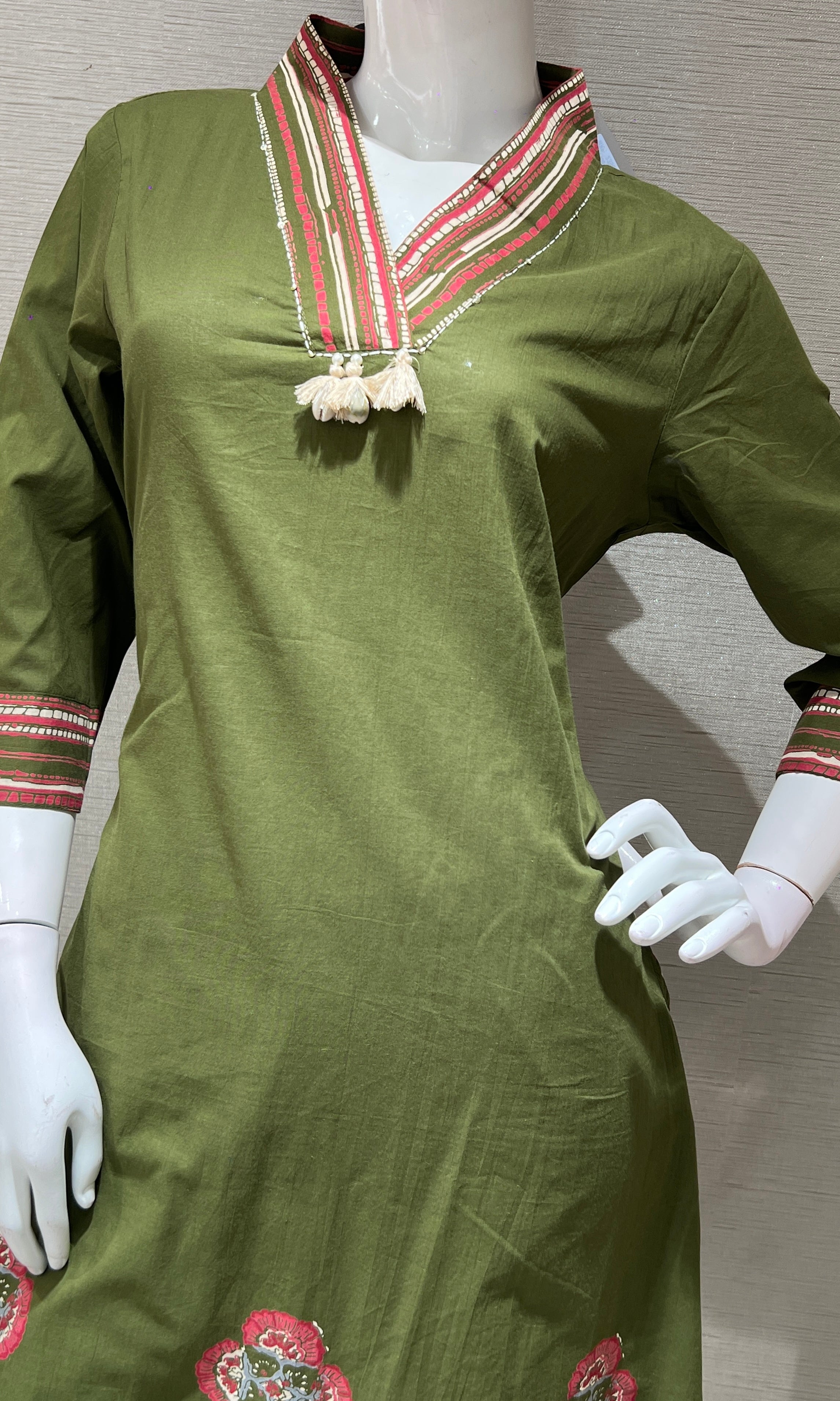 Mehandi green PRINTED KURTA SET