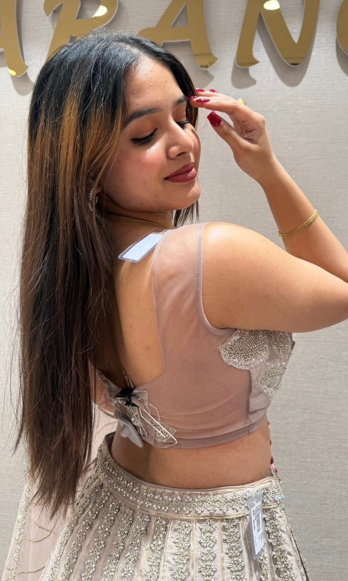 BLUSH PINK MAUVE RAW SILK LEHENGA