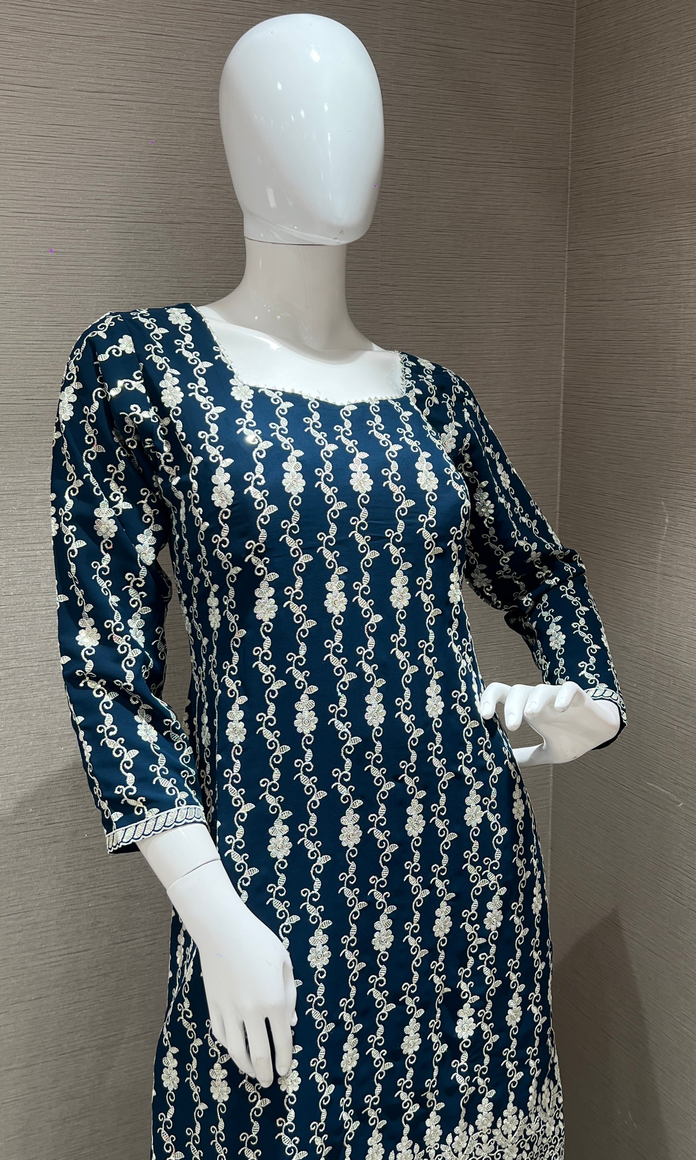 Blue straight cut with sharara