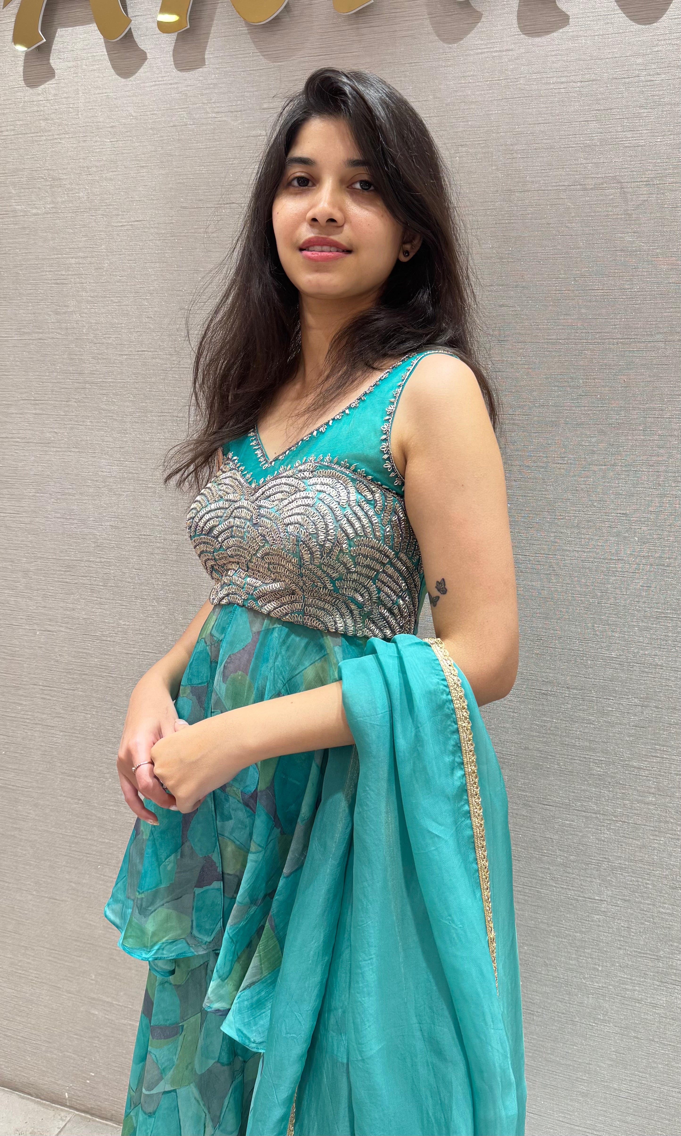 Rama FLORAL PEPLUM PALAZZO SET