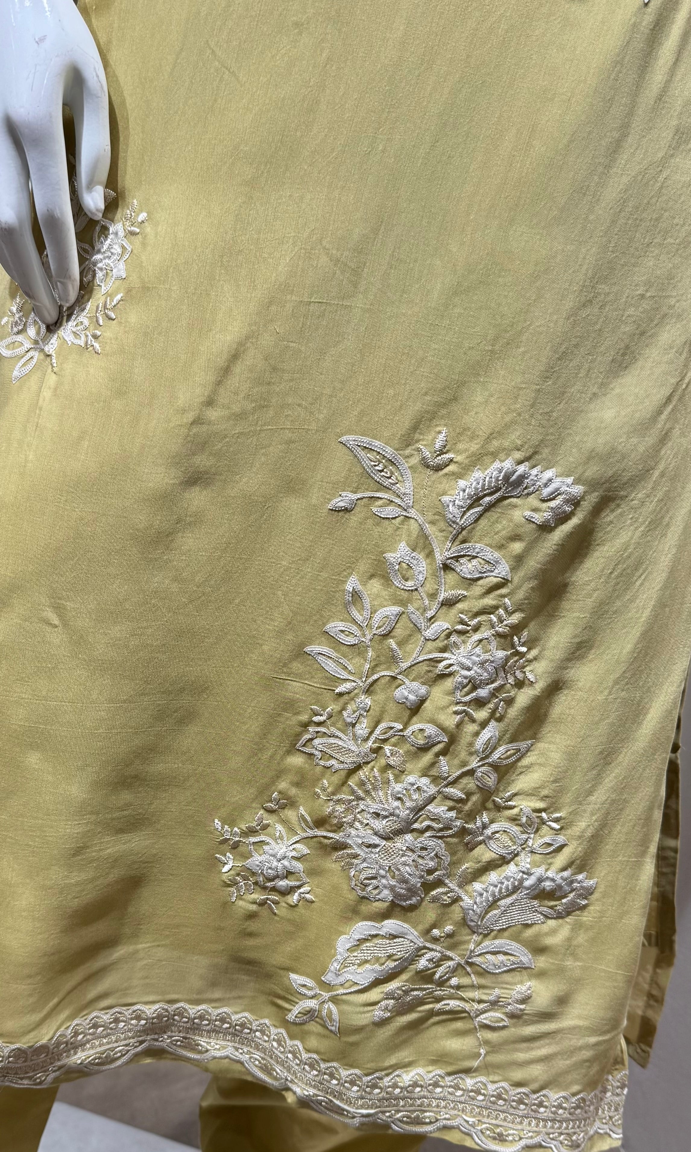 Mehandi green embroidered kurta set