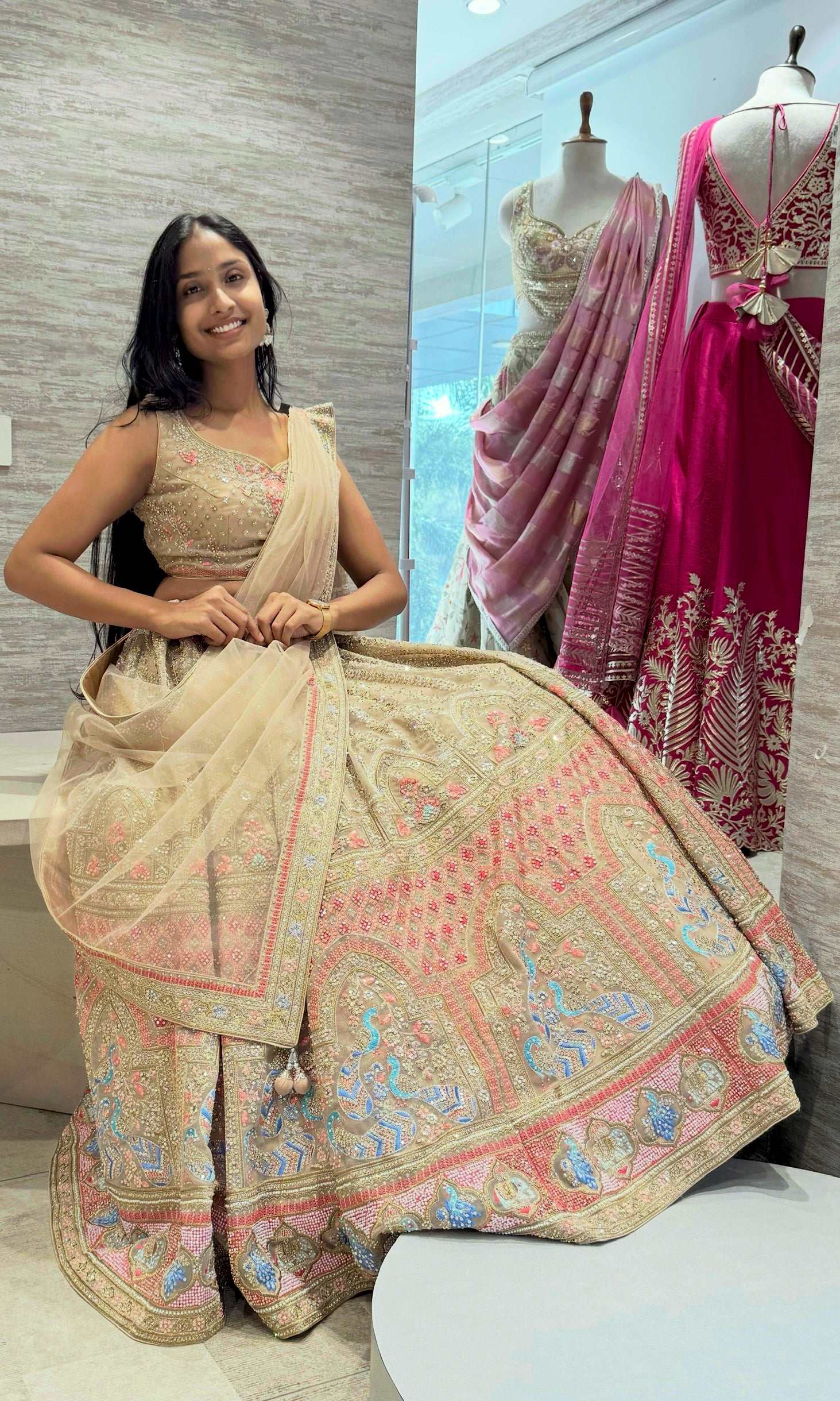 Beagh Floral AND Peacock Bridal Lehenga