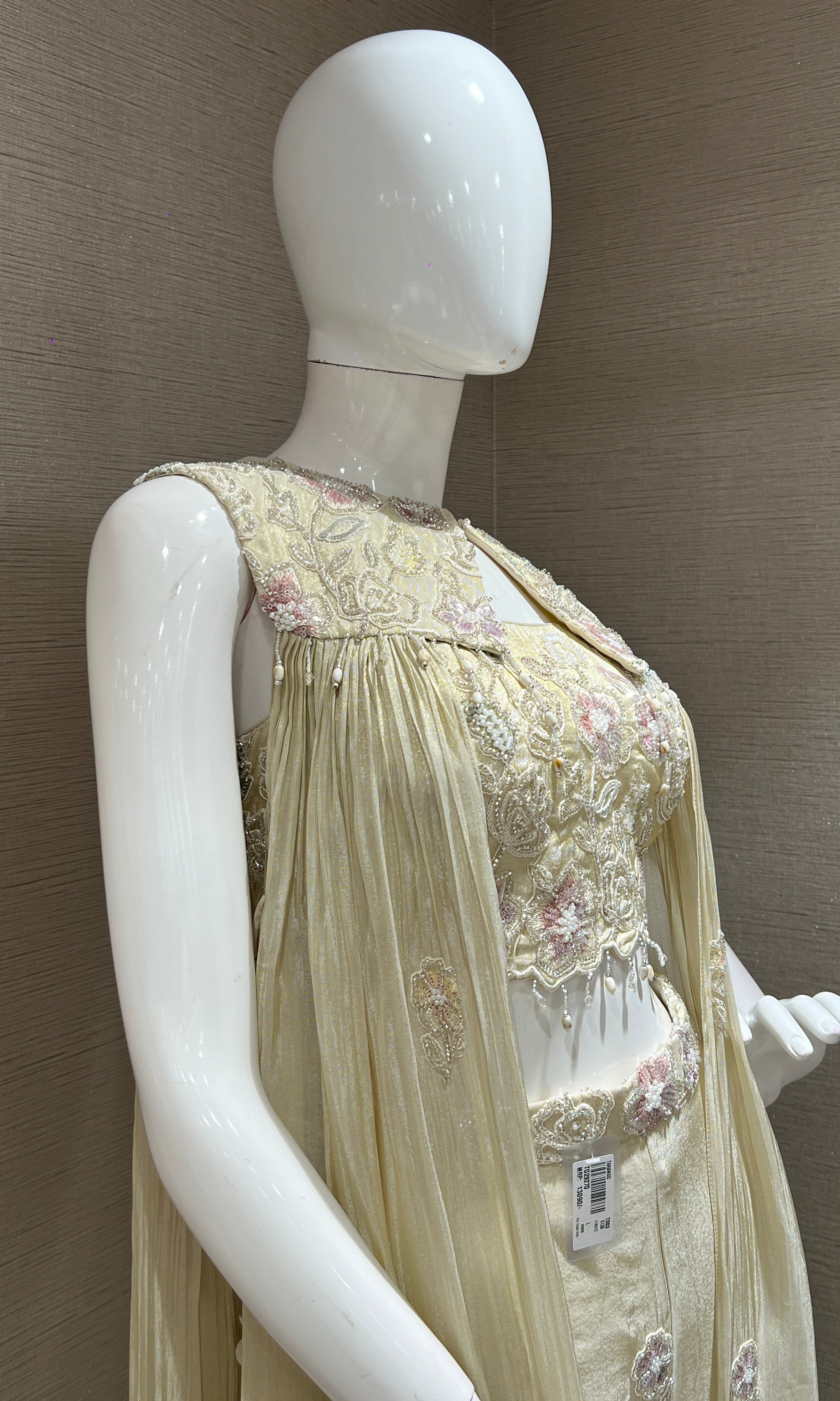 Half white Embellished Indo western palazzo