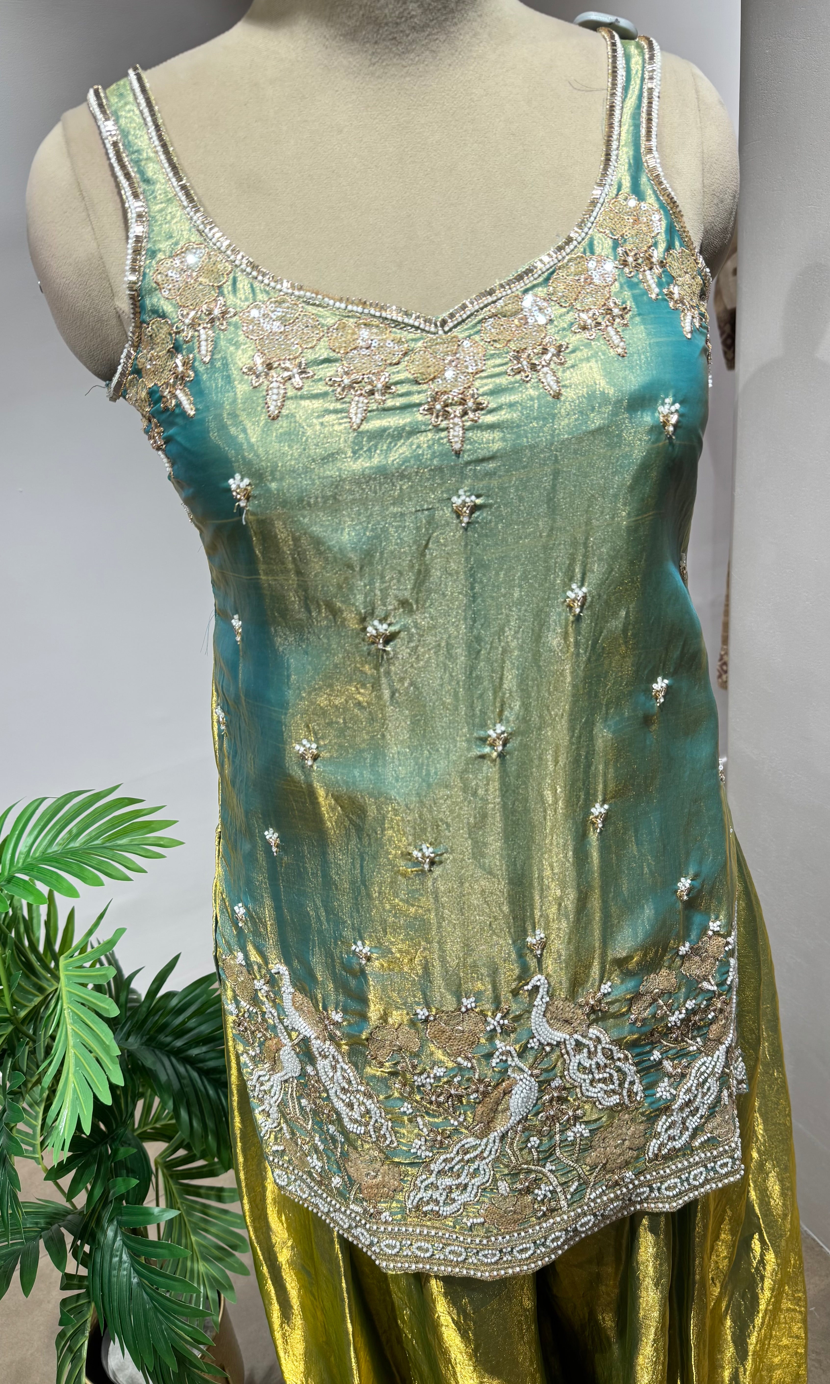 Green SHIMMER TISSUE ETHNIC SHARARA