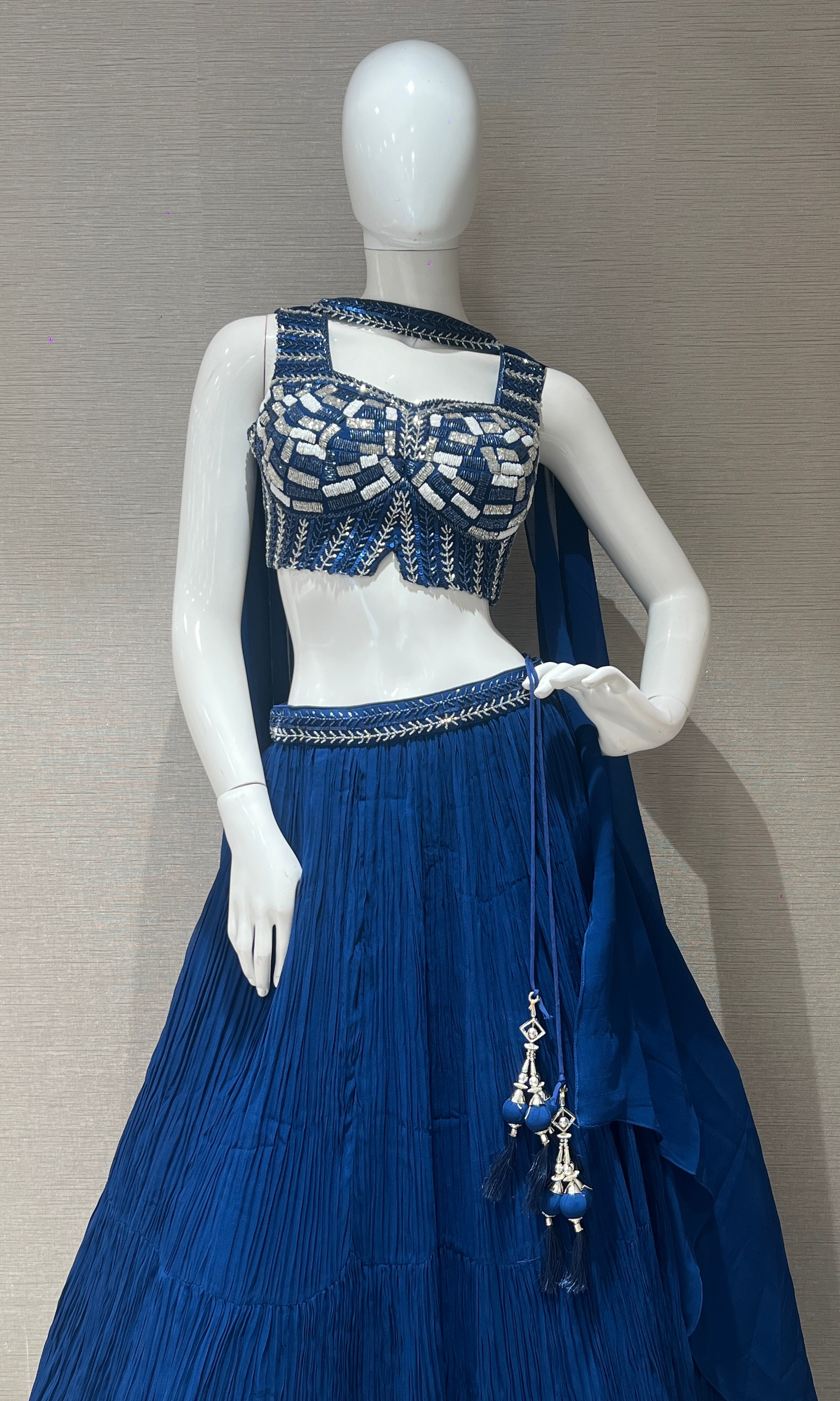 Blue crop top lehenga