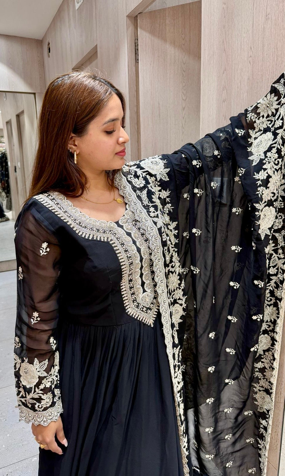 Black long dress with heavy dupatta