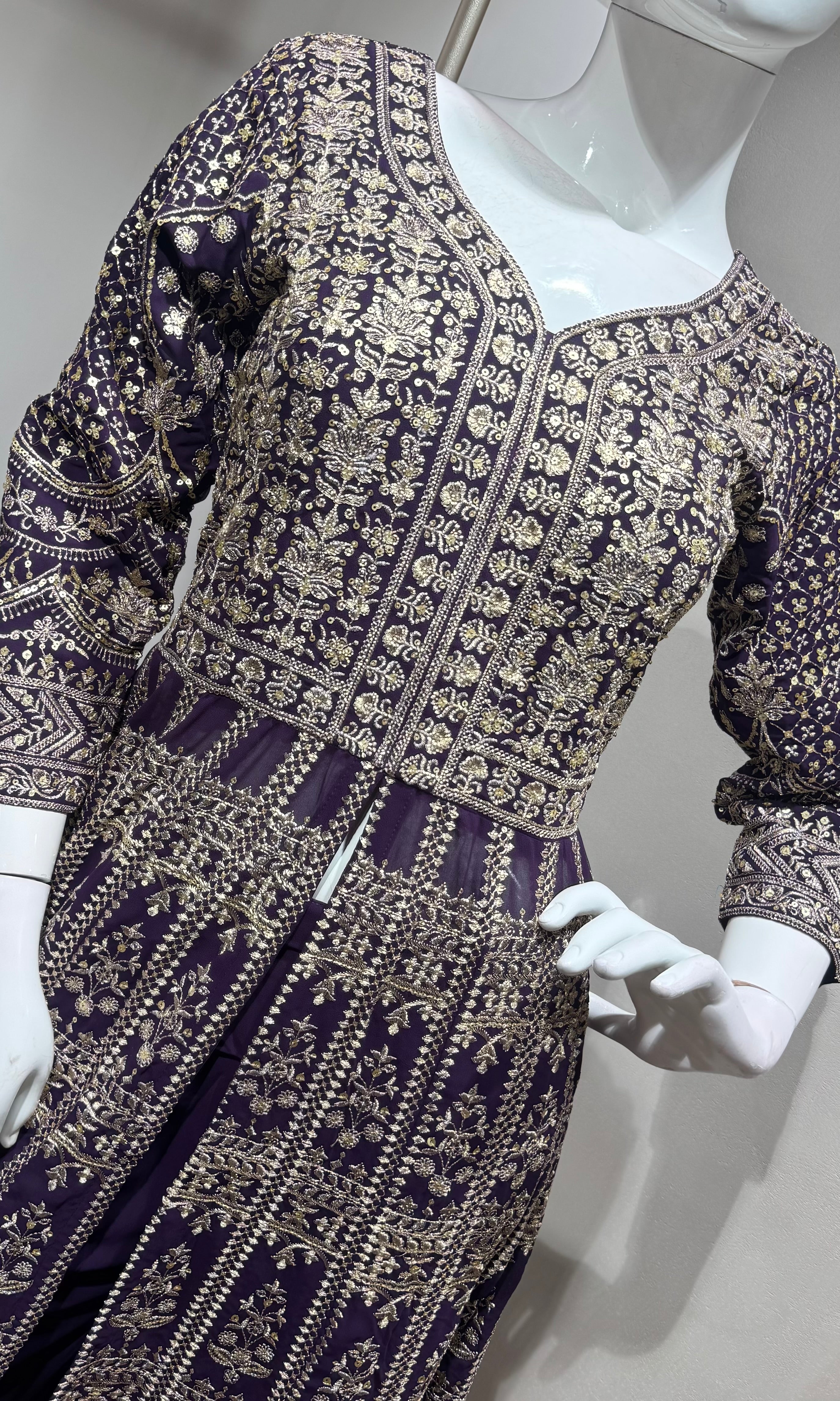 Purple A line cut palazoo set