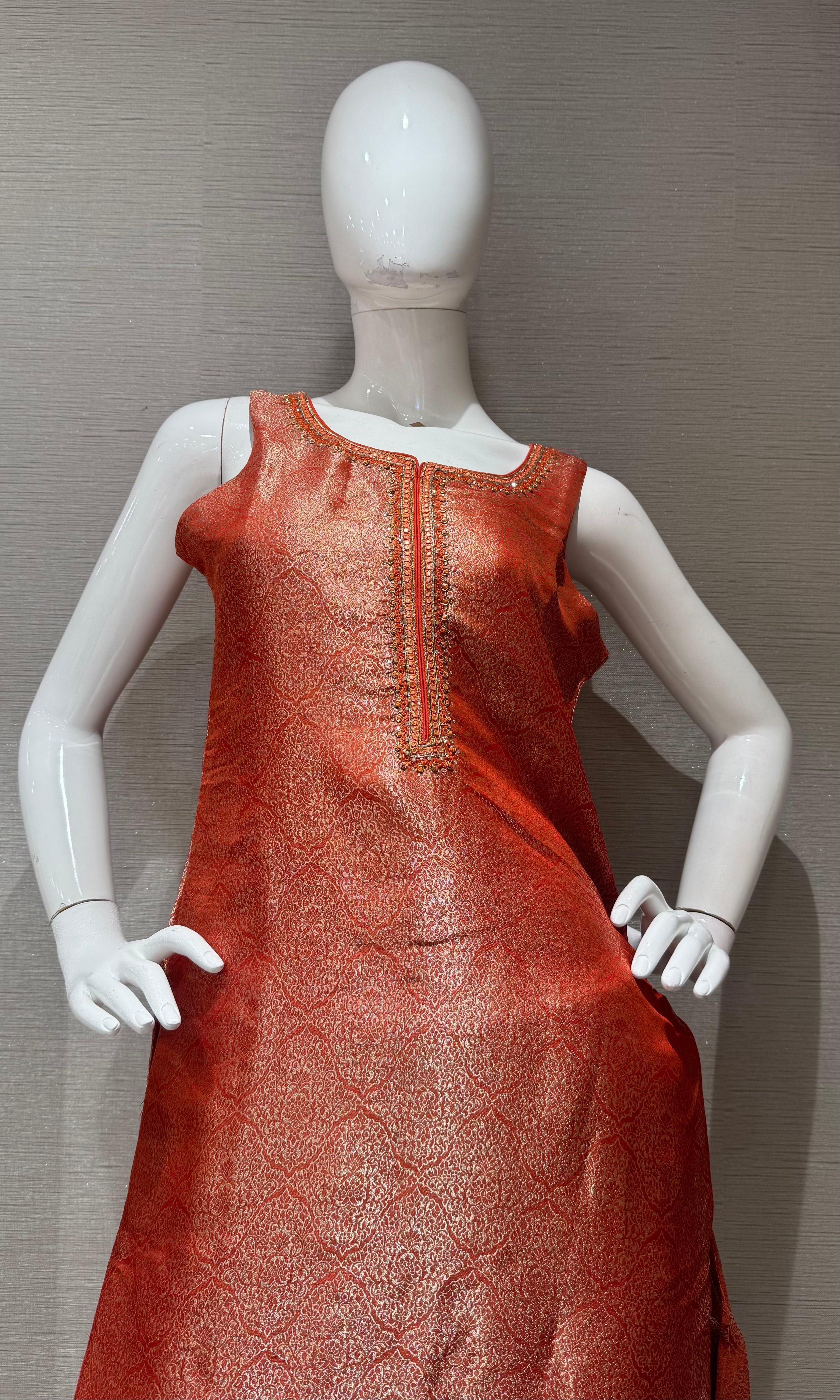 Rust Ethnic Kurta Set with Banarasi Dupatta