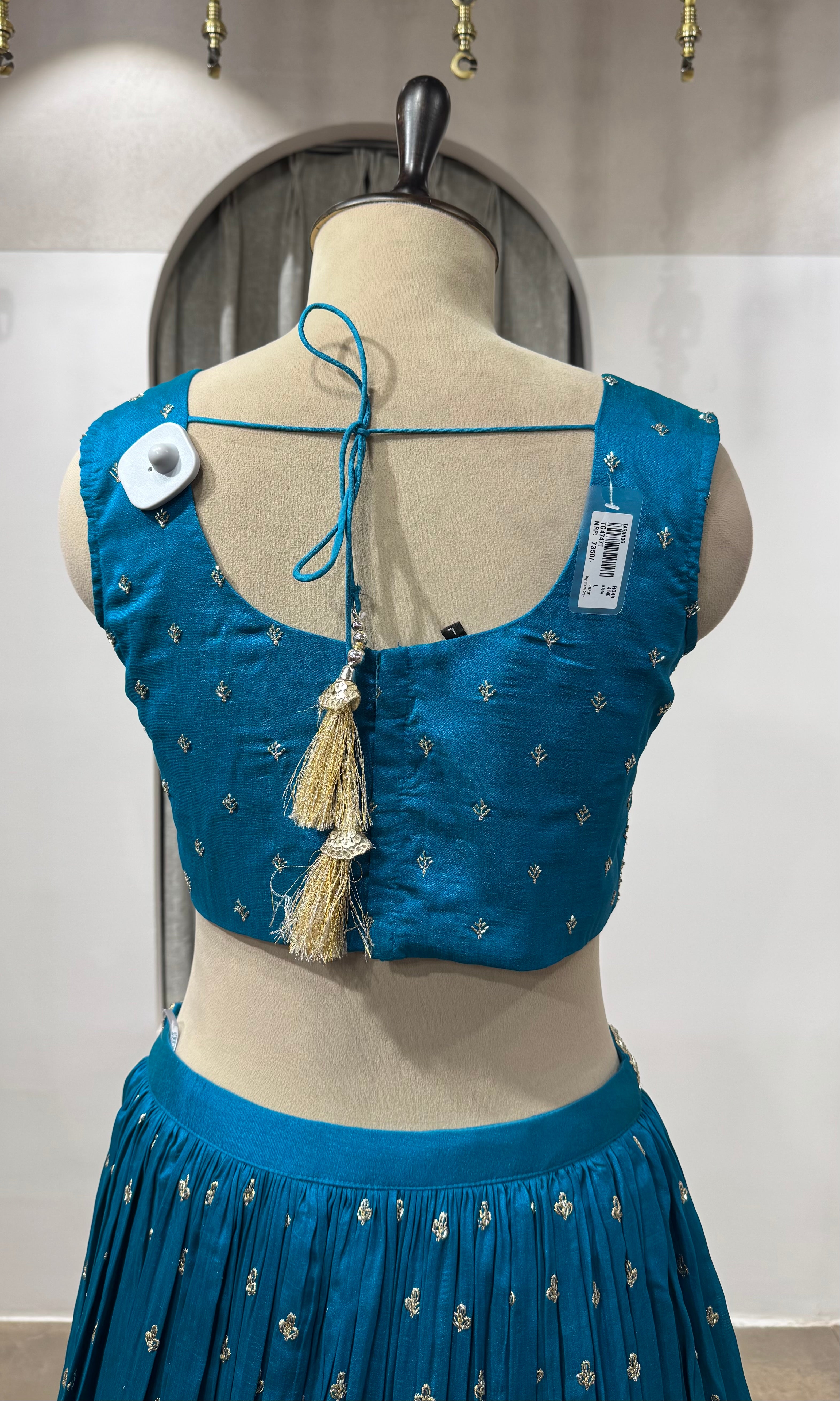 Rama Blue Embroidered Lehenga Choli Set