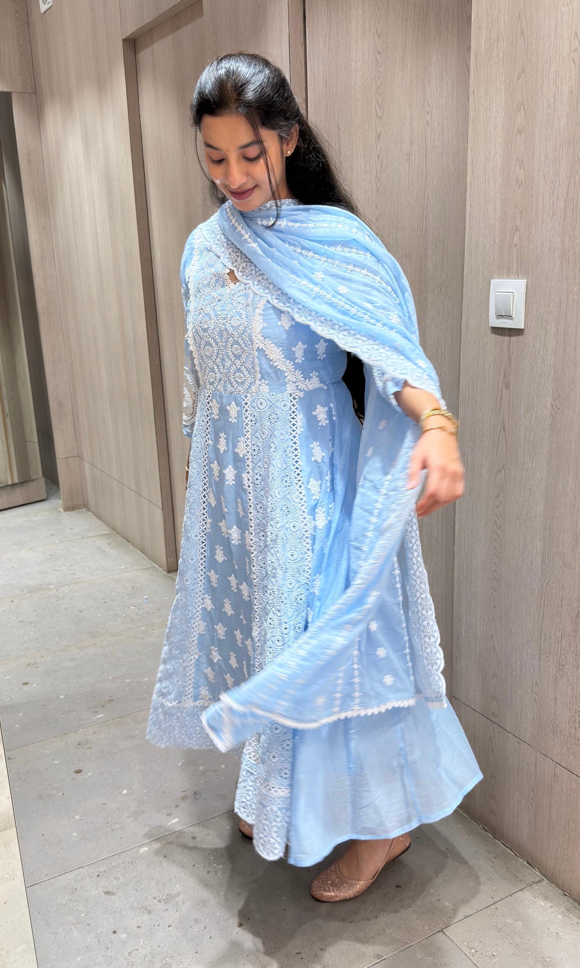 Sea Blue CHIKANKARI kurta