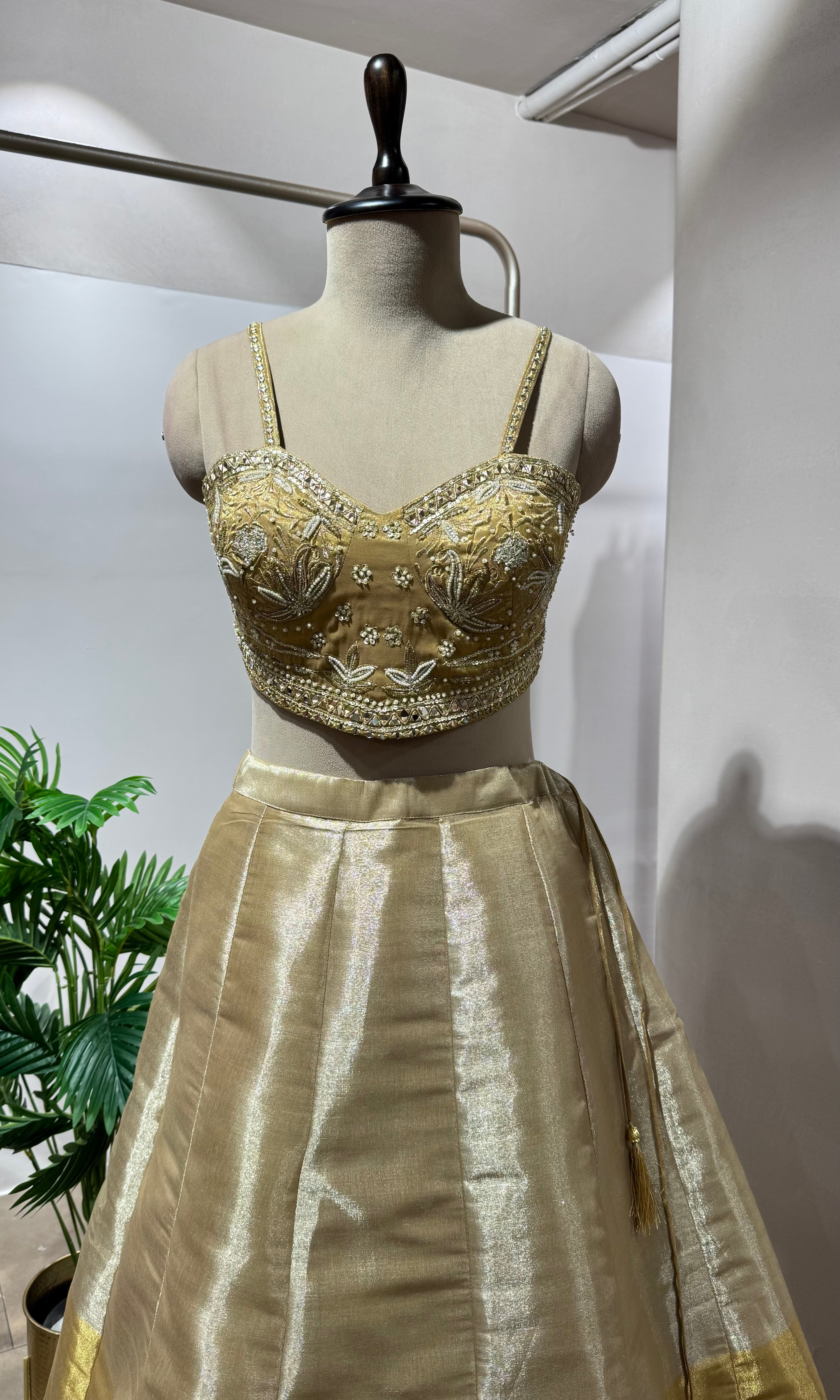 GOLDEN LEHENGA WITH CORSET BLOUSE