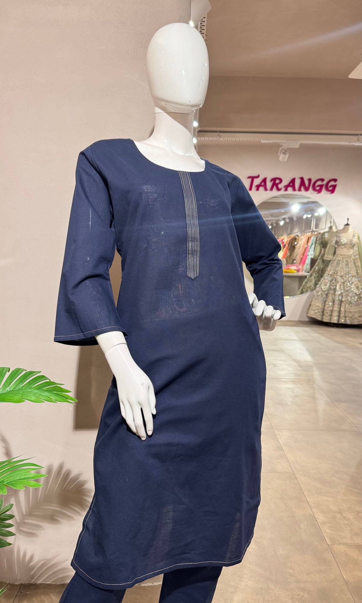 BLUE KURTI WITH BOTTOM