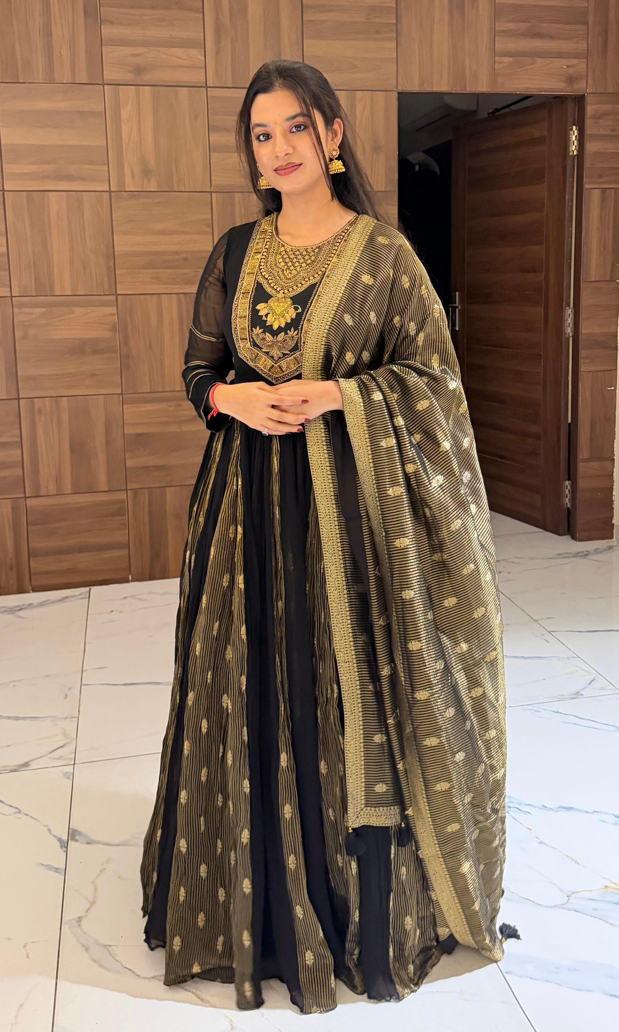 Black GOLDEN ANARKALI