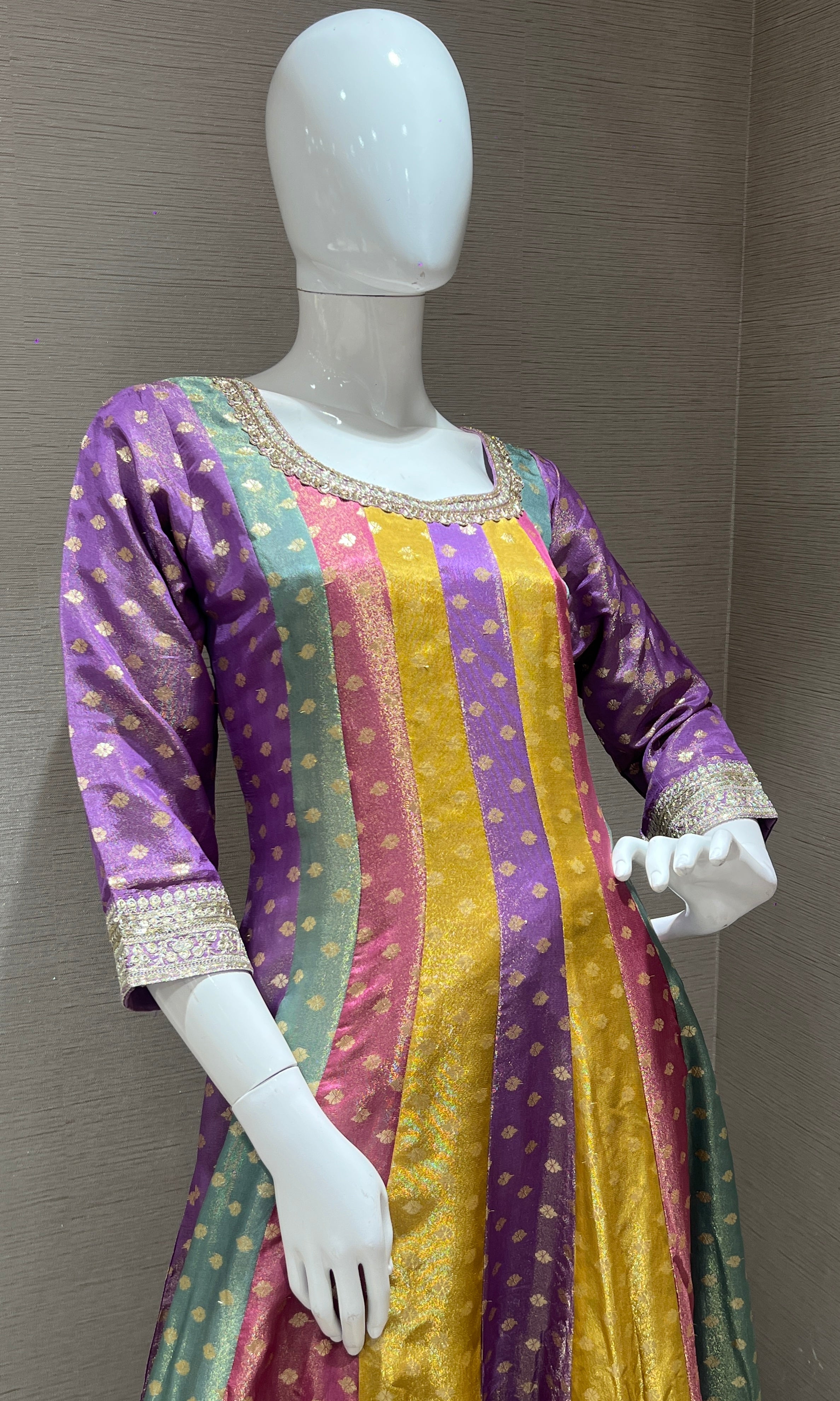 Multi colour Anarkali kurta set with palazzo pants