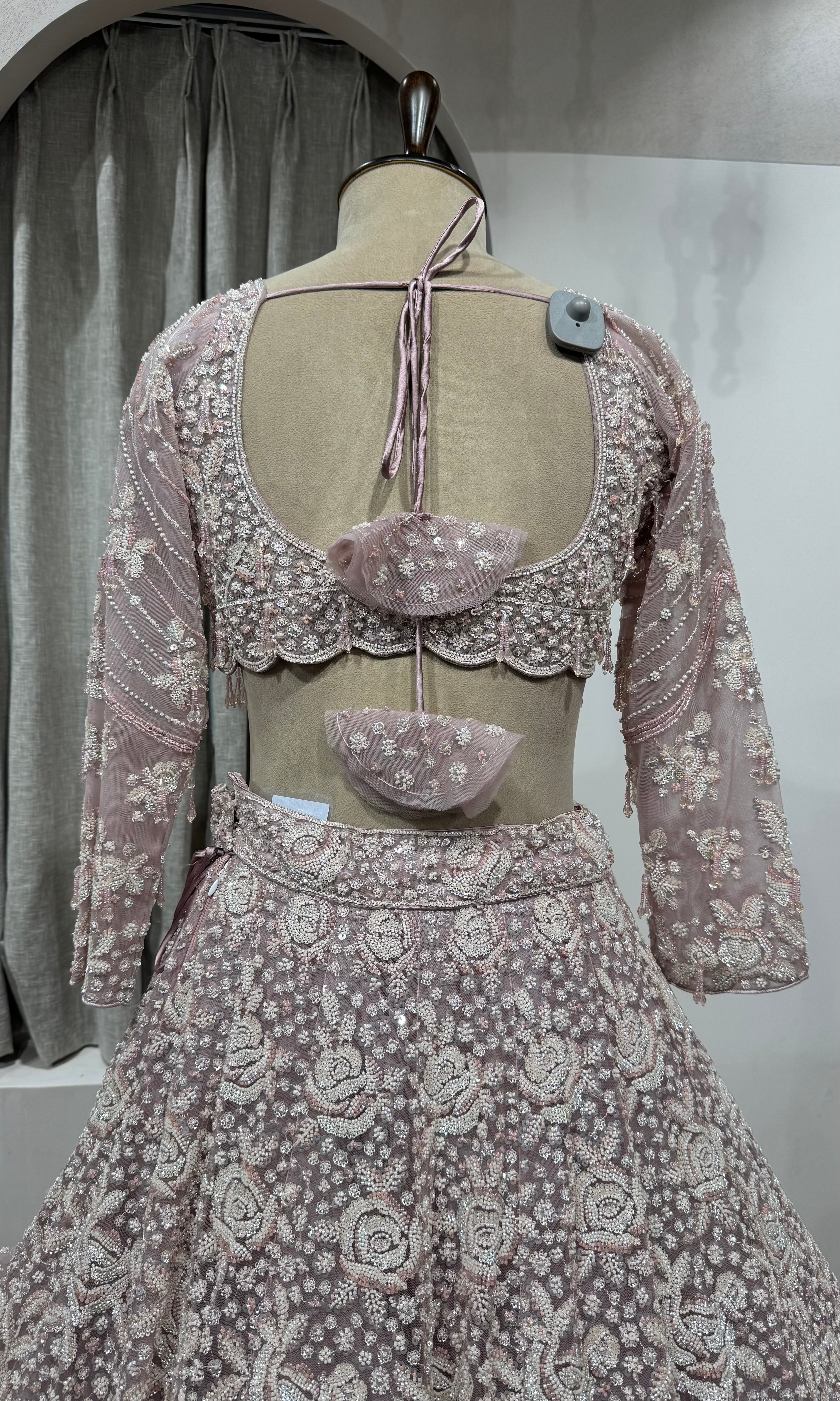ROSE PINK Crystal Cascade Pastel Lehenga