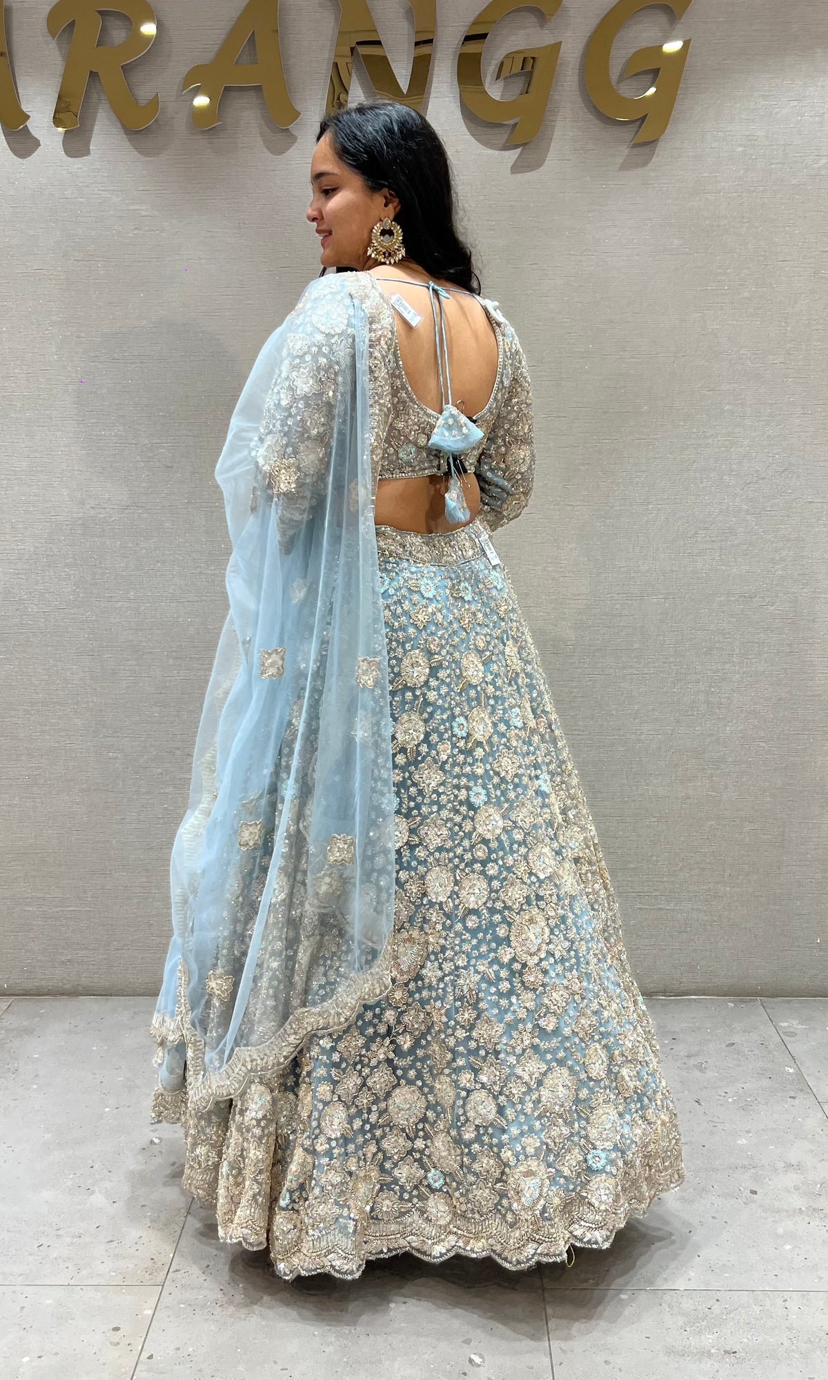 Blue Gold Embellished Ethnic bridal Lehenga Set