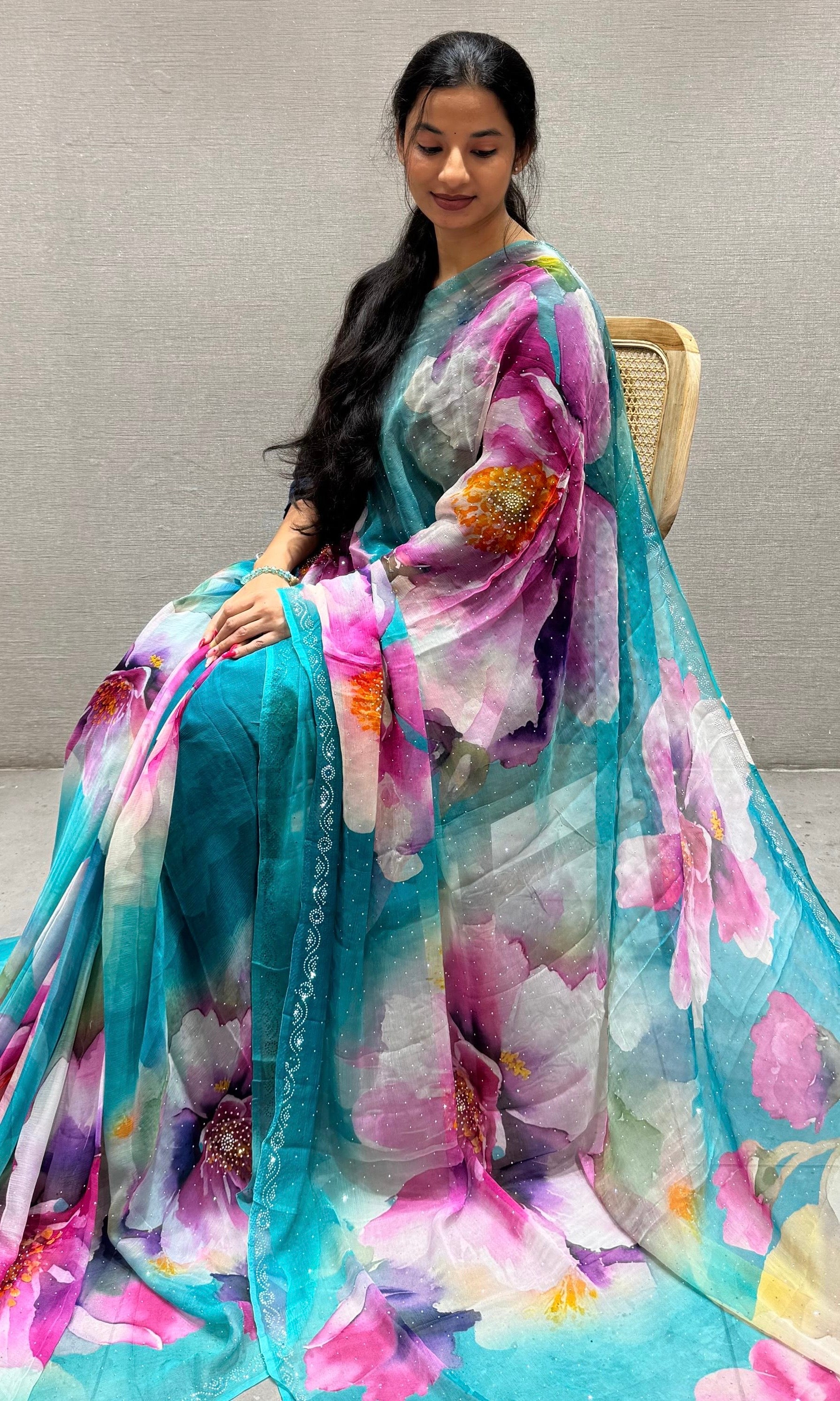 Sea green saree