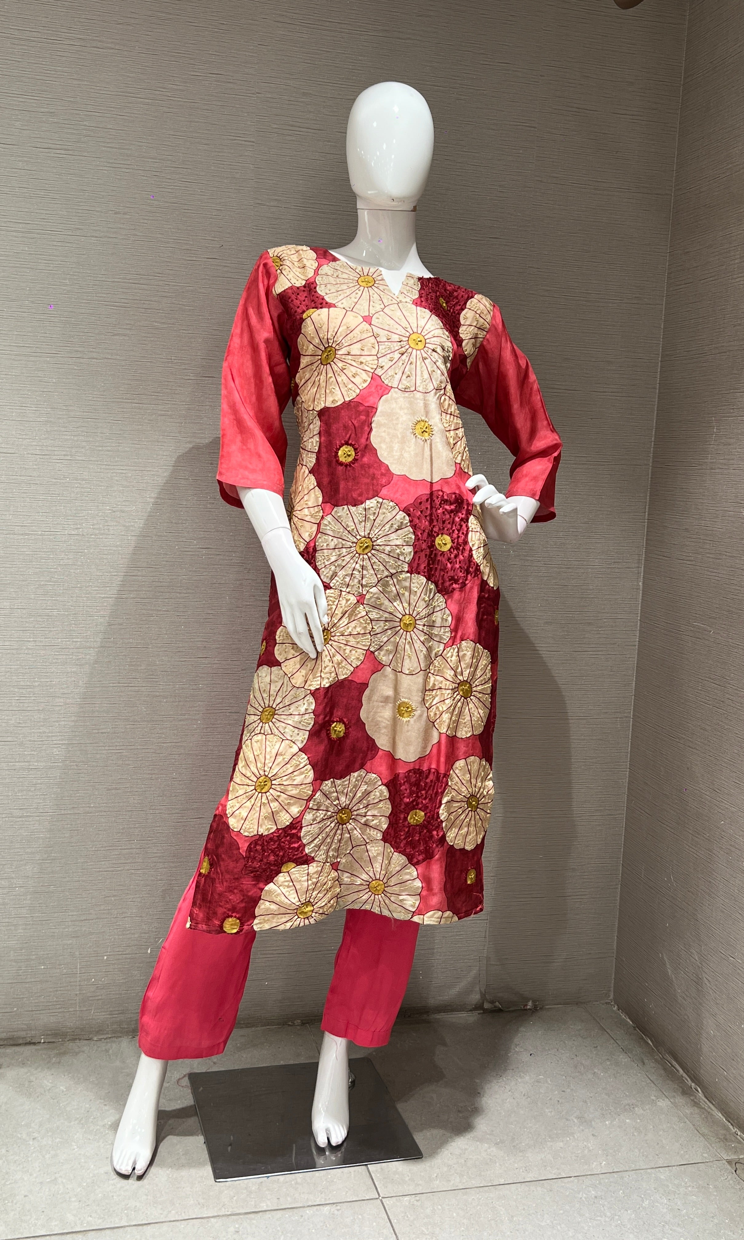 Light pink FLORAL kurta SET