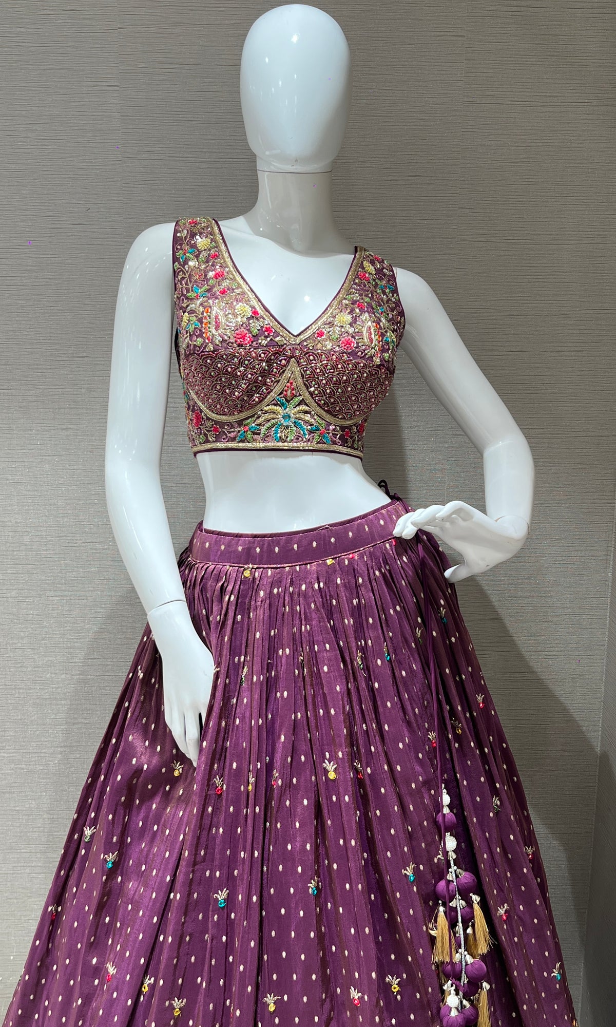 Purple Lehenga with Zari and Sequin Work