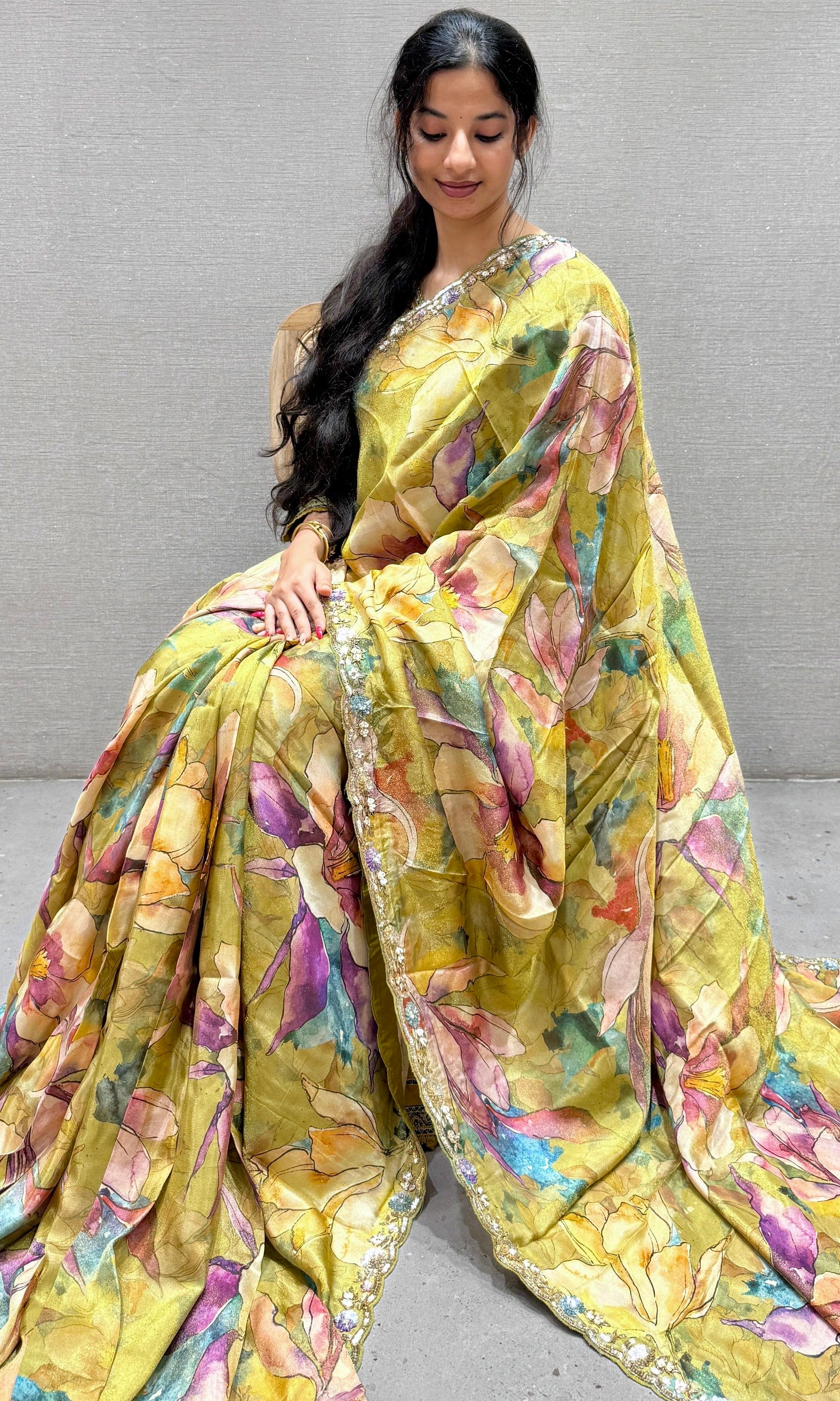 Mehandi green tissue silk saree with ready blouse