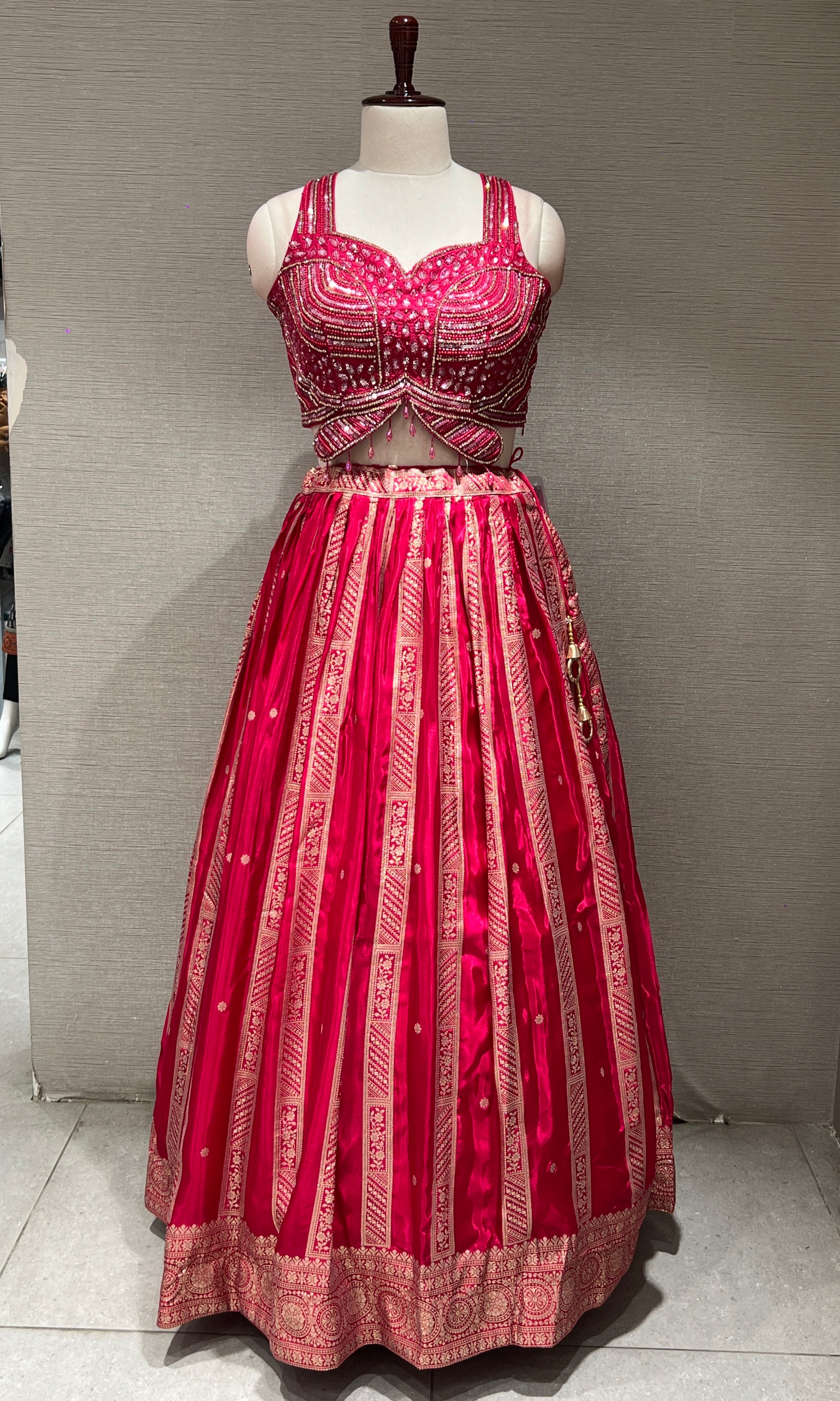 Rani Pink Royal Zari Embroidered Lehenga