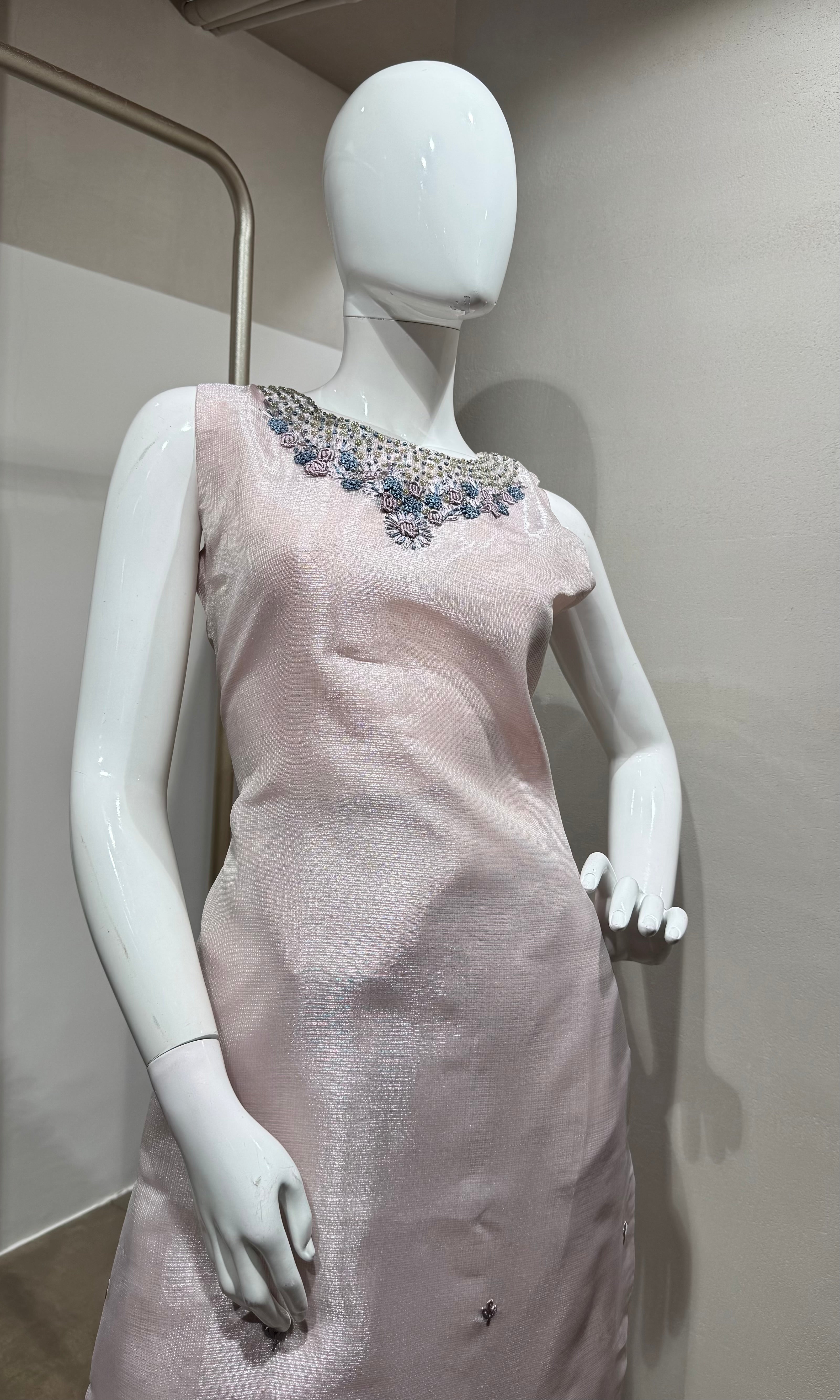 Baby Pink Embroidered Kota Kurta set