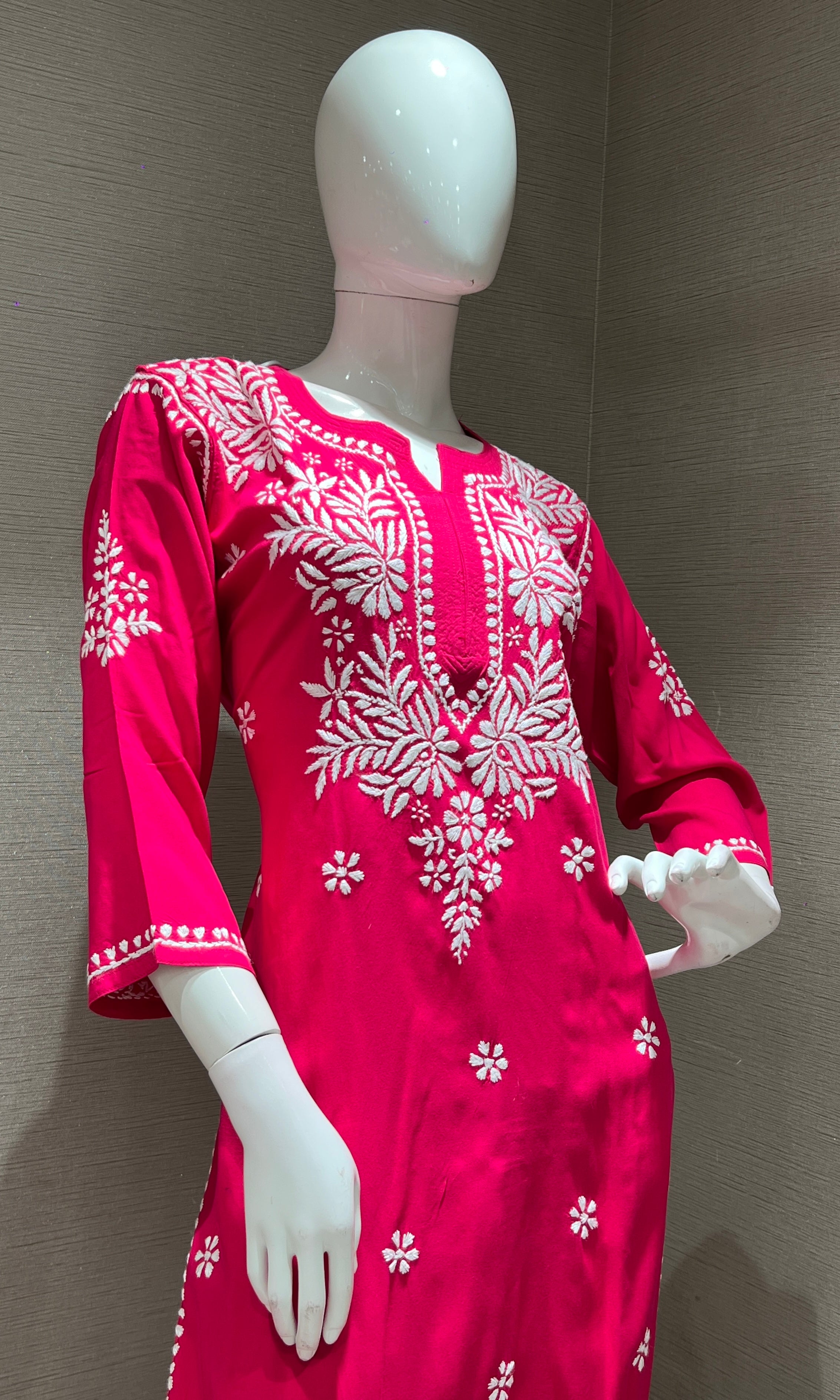 Rani pink CHINKANKARI KURTA SET