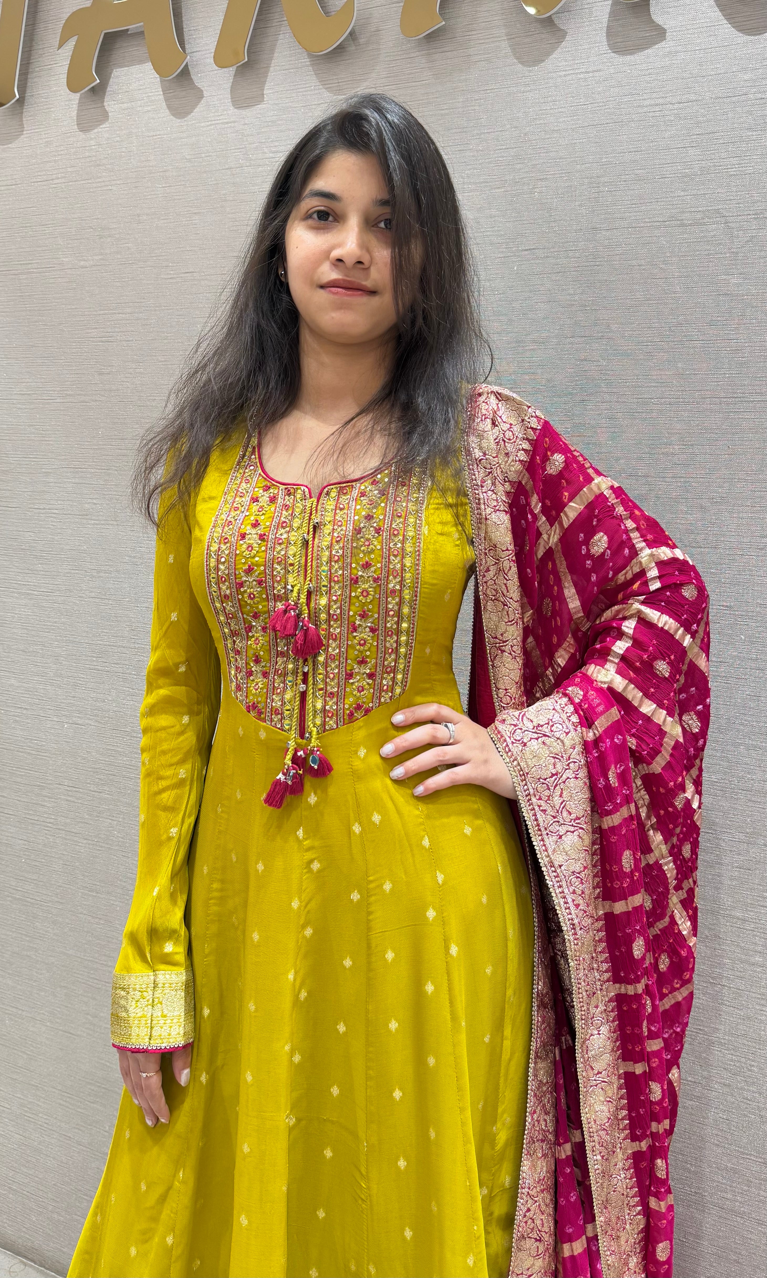 Mehandi green ANARKALI WITH PALAZZO PANTS