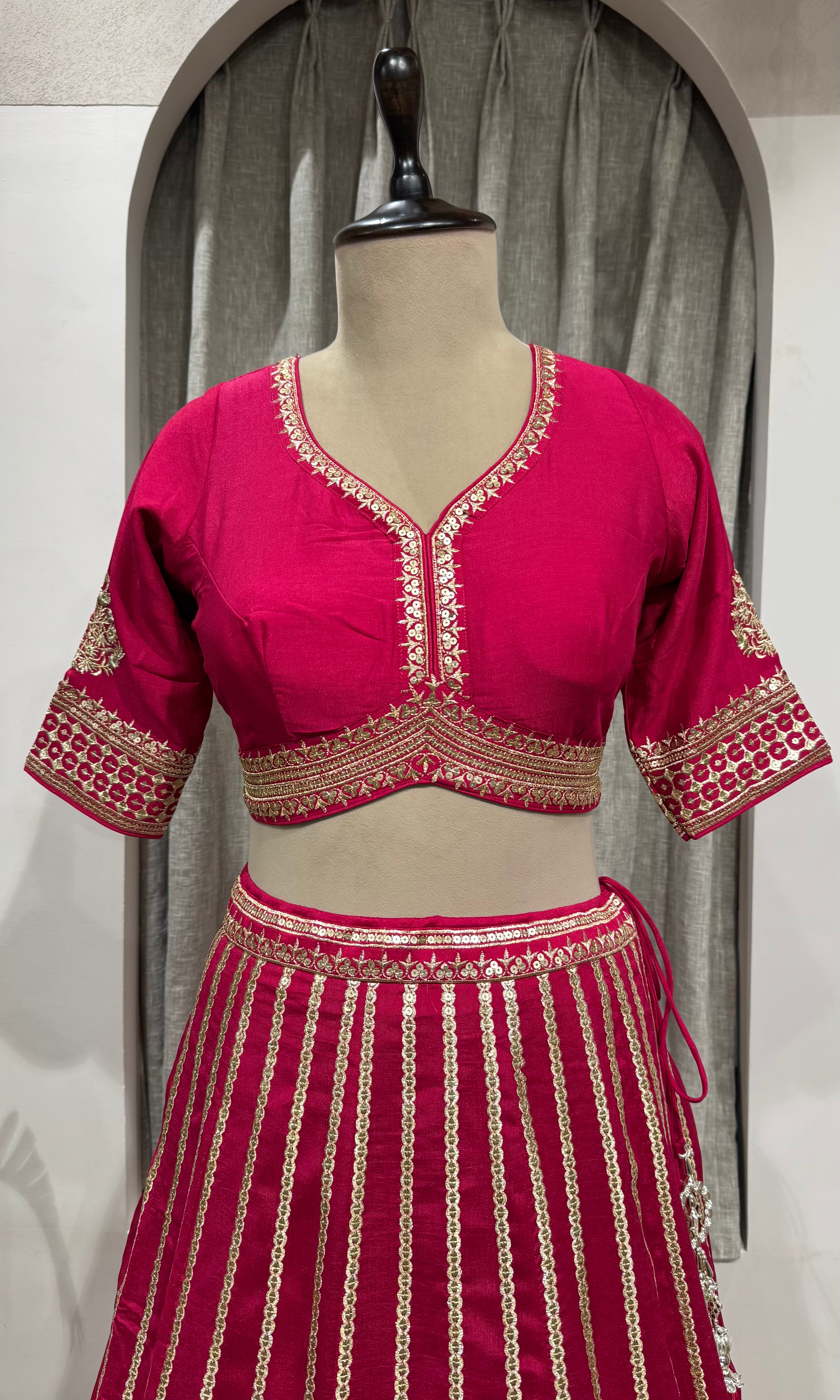 PINK Georgette Embroidery Lehenga set
