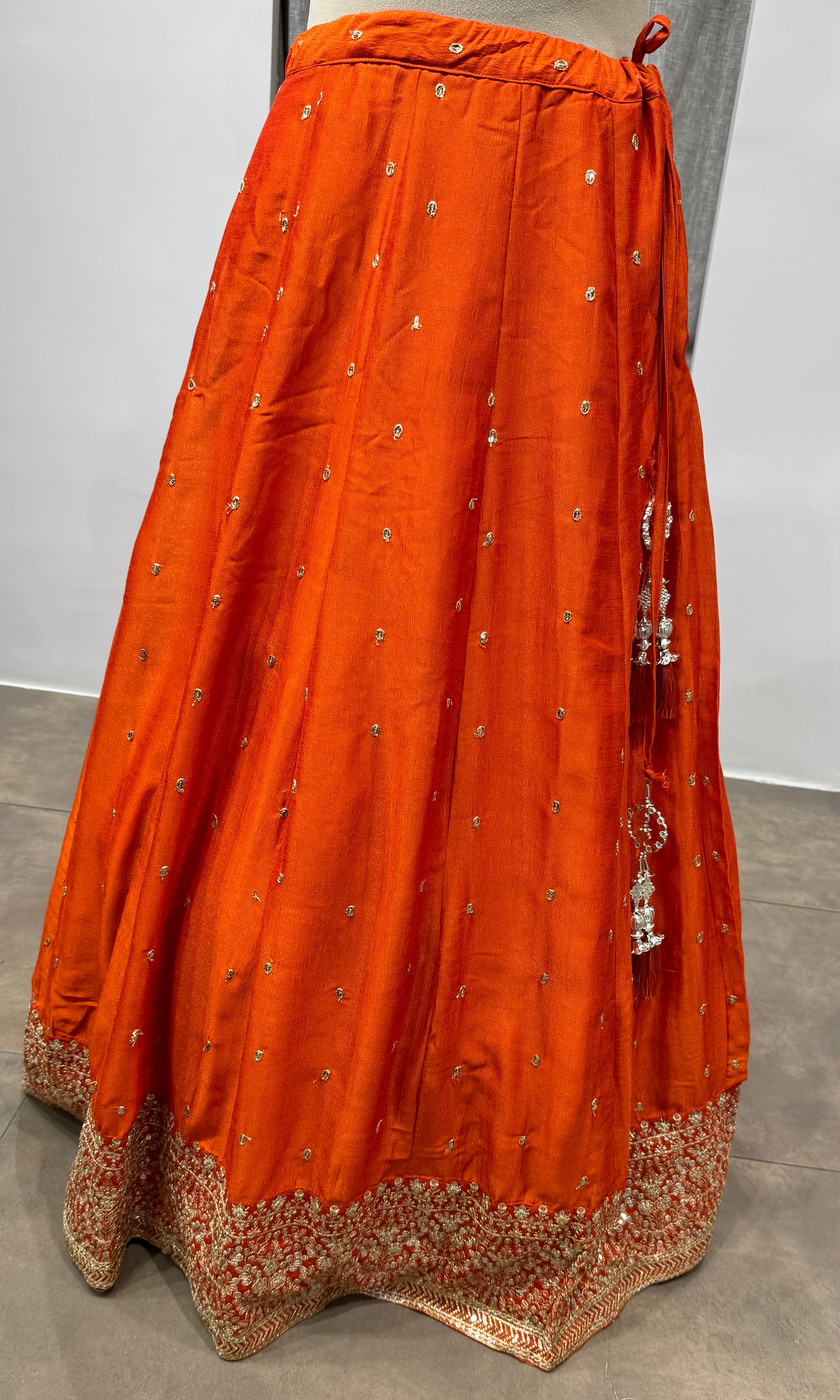 Orange Embroidered Lehenga with Dupatta
