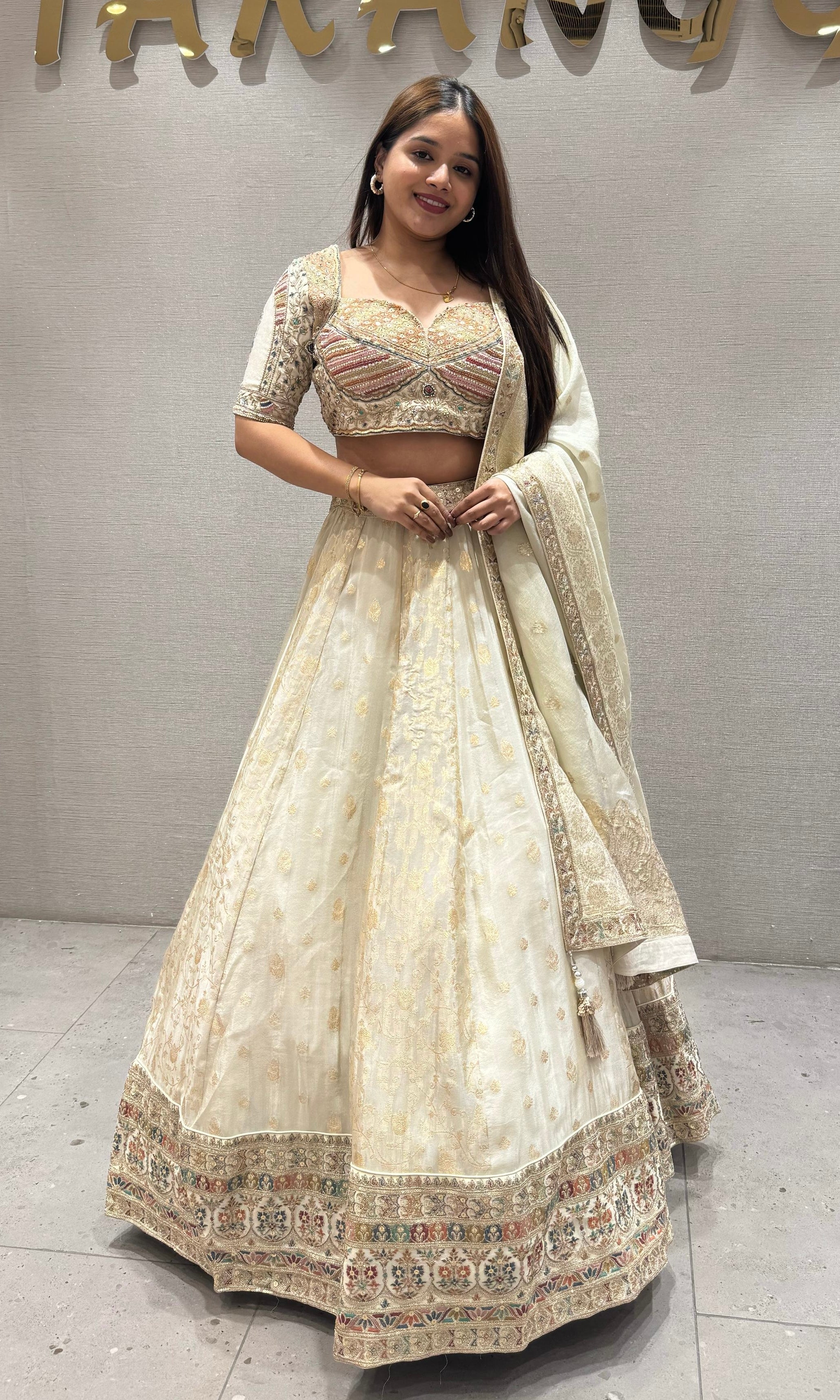 Cream Lehenga
