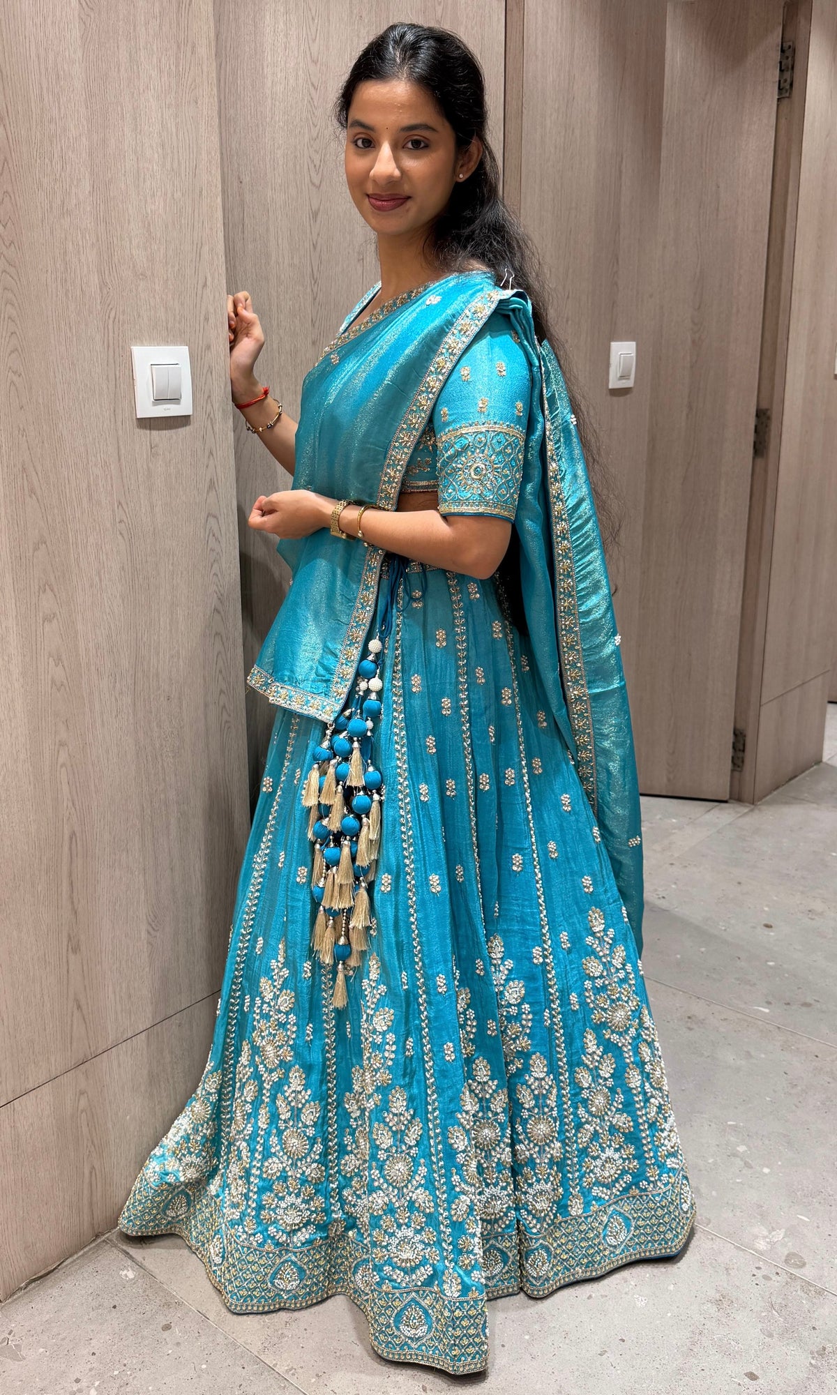 Blue Lehenga with zari wok Embroidery