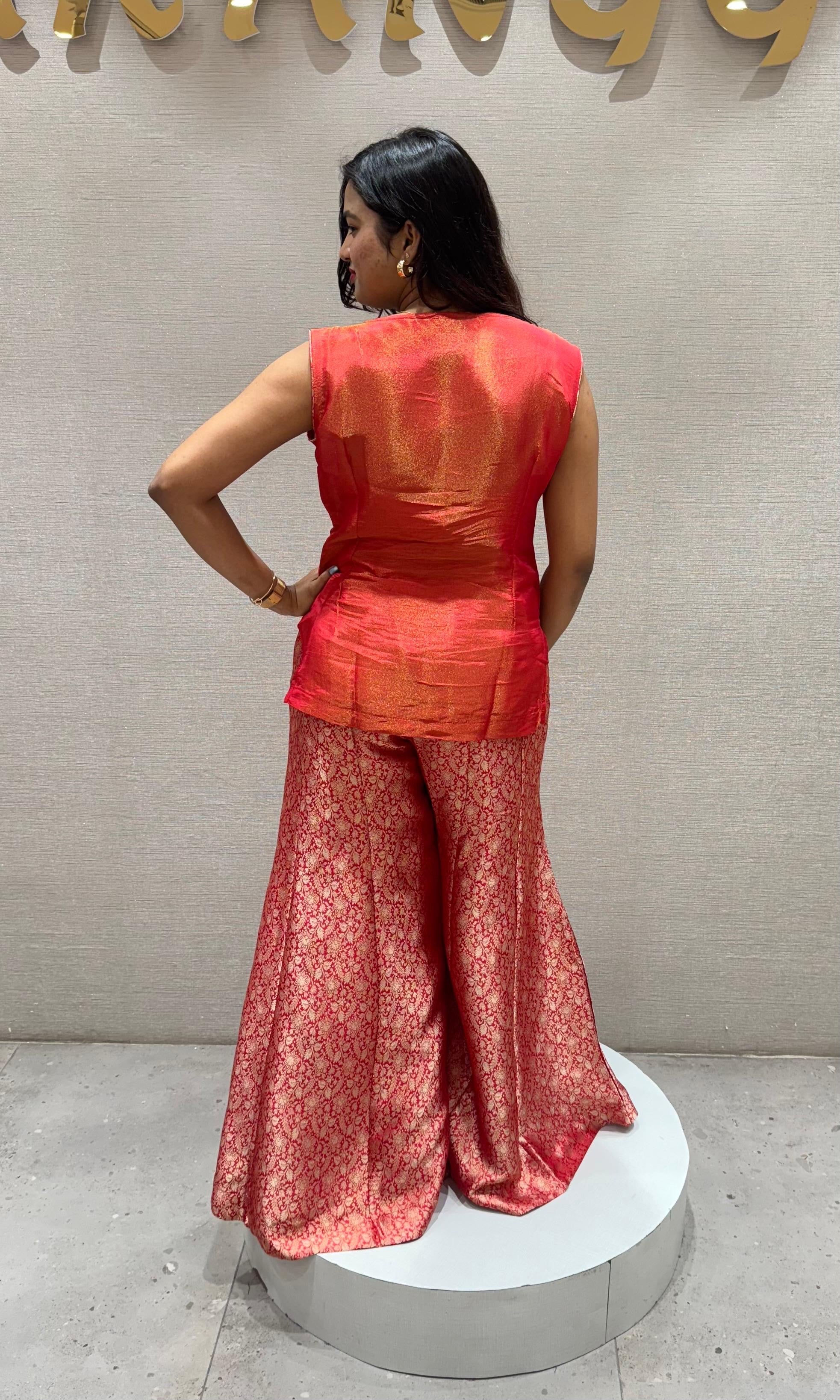 Red BANARASI PALAZZO SET