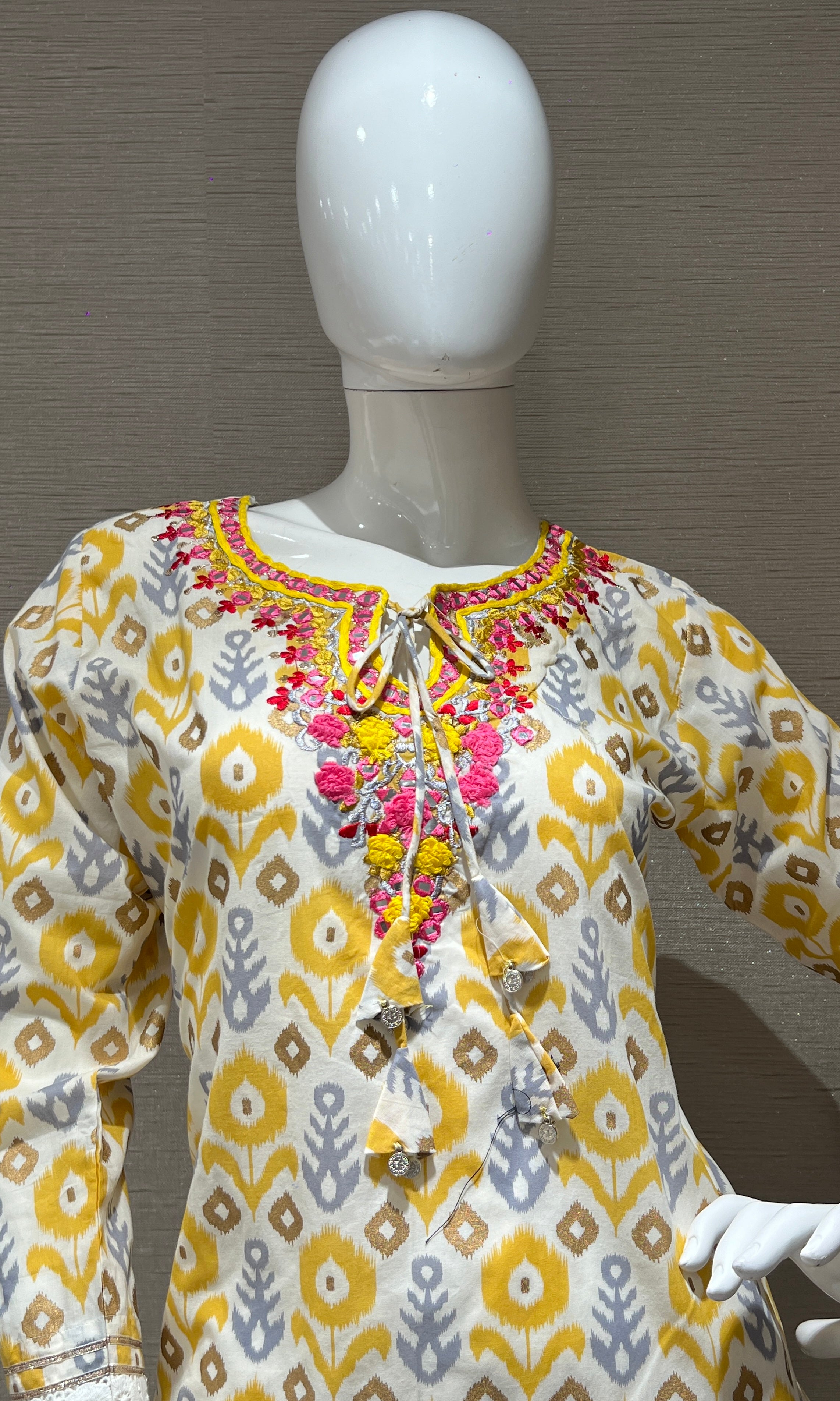 yellow flower printed kurta set 3223
