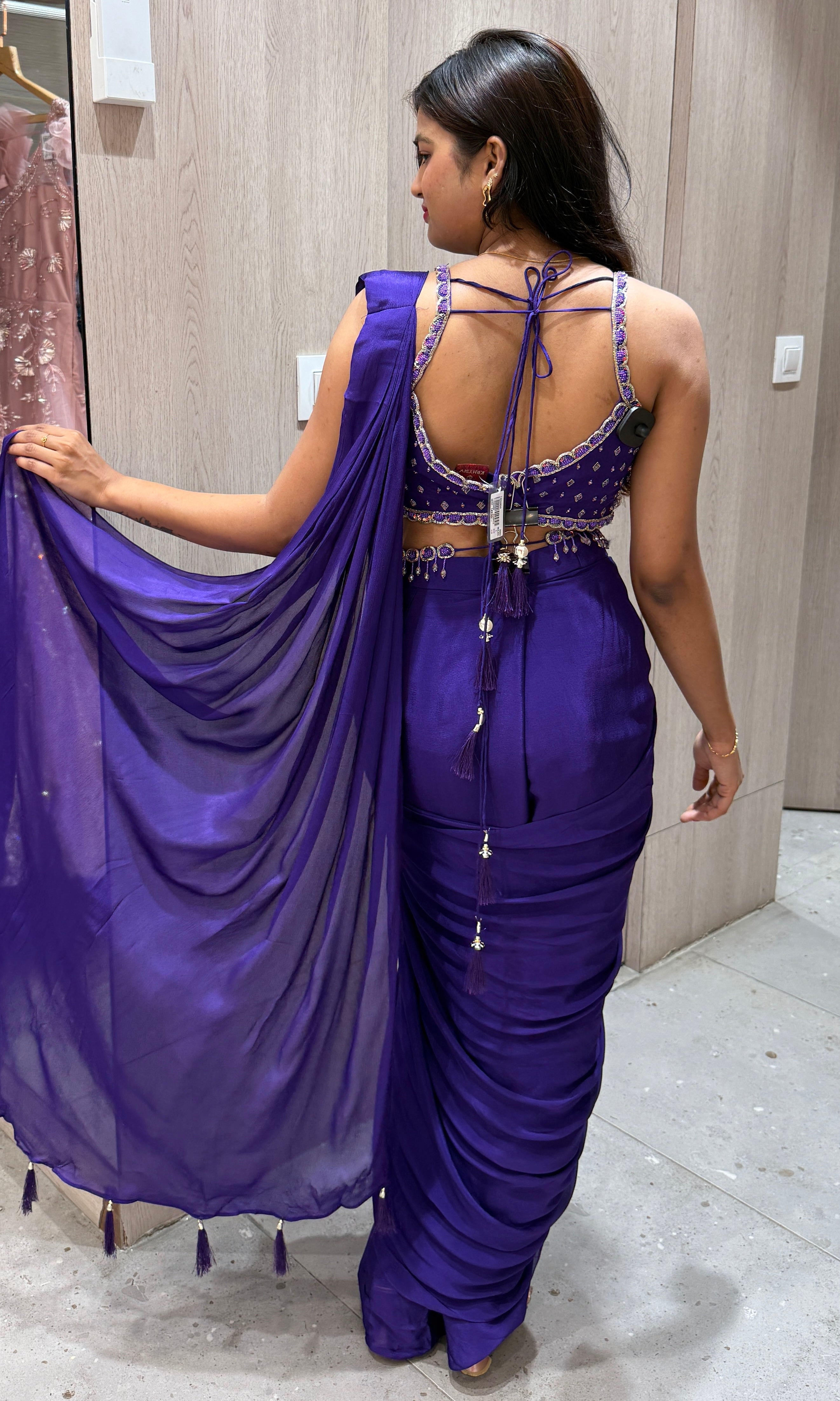 Purple one minute saree